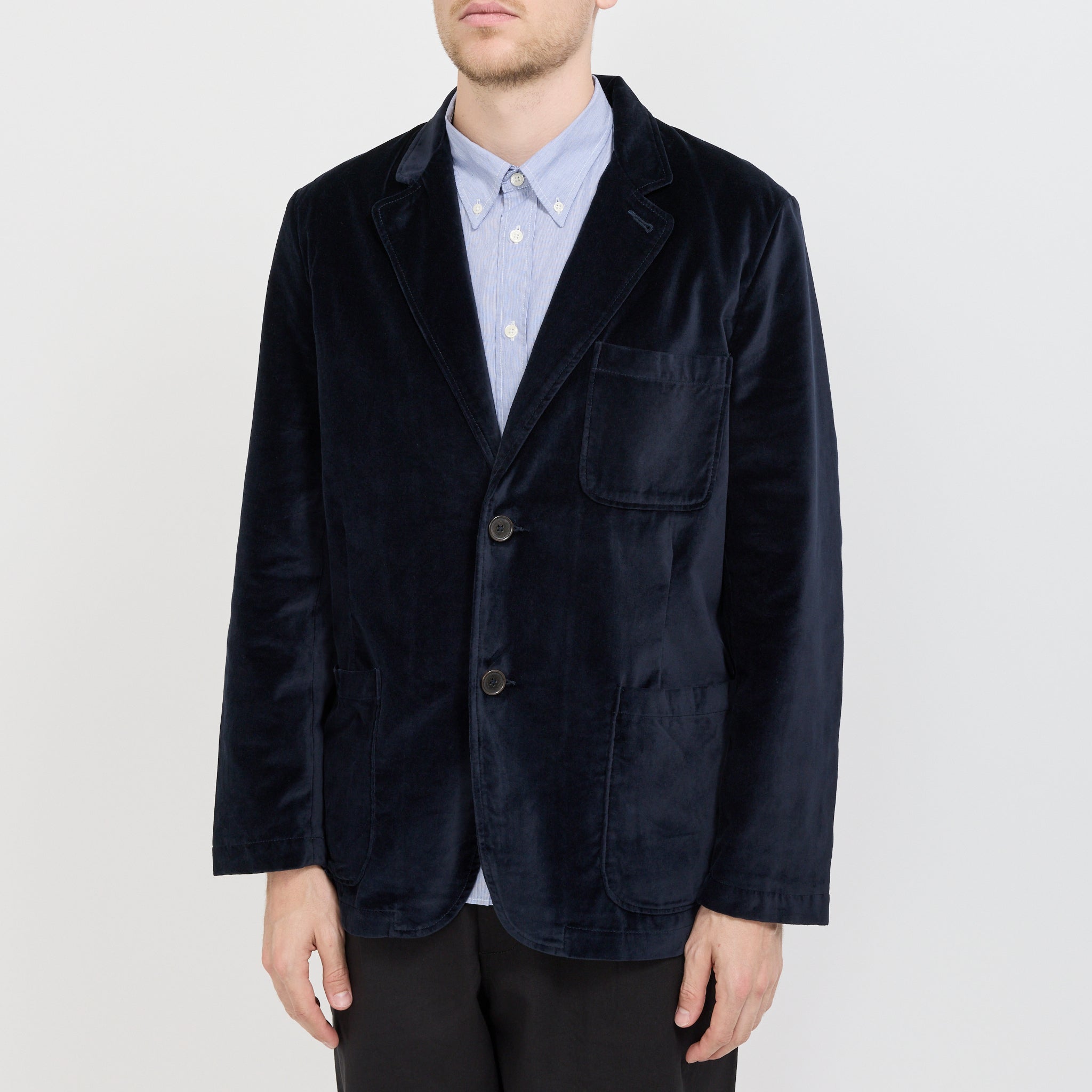 Two Button Jacket Velveteen Navy