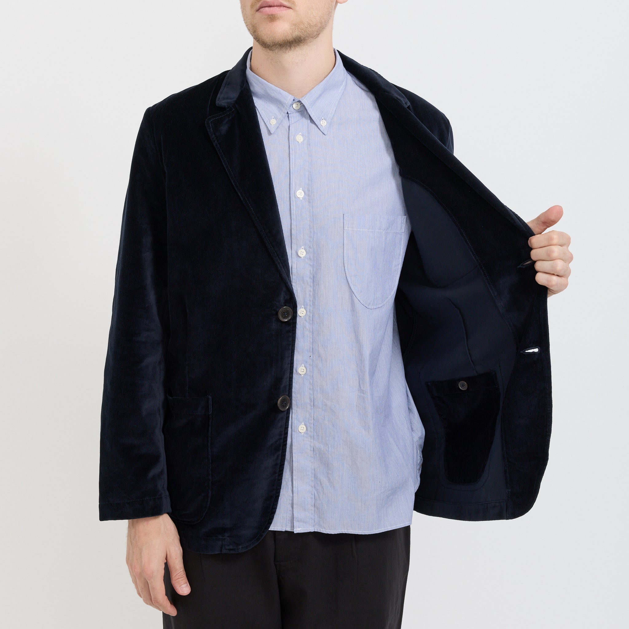 Two Button Jacket Velveteen Navy