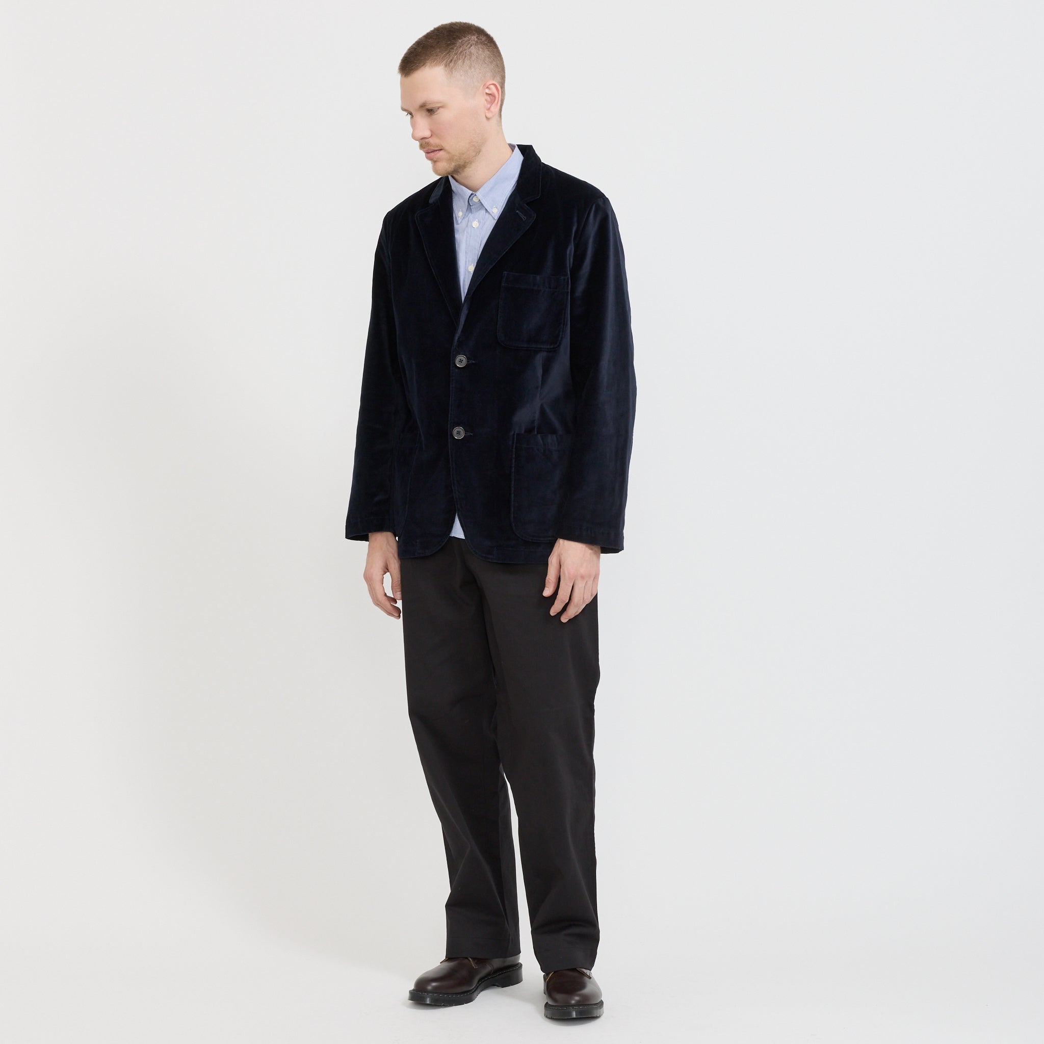 Two Button Jacket Velveteen Navy