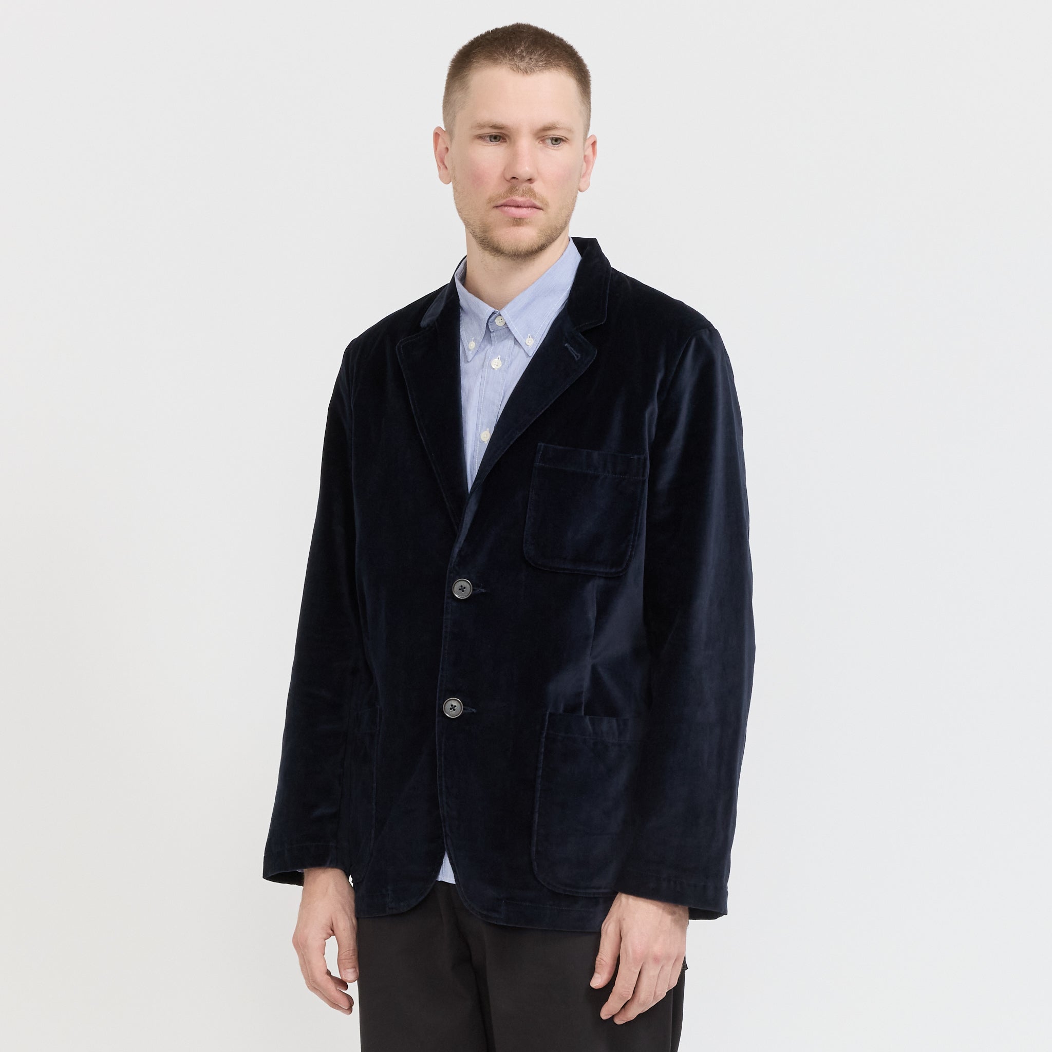 Two Button Jacket Velveteen Navy
