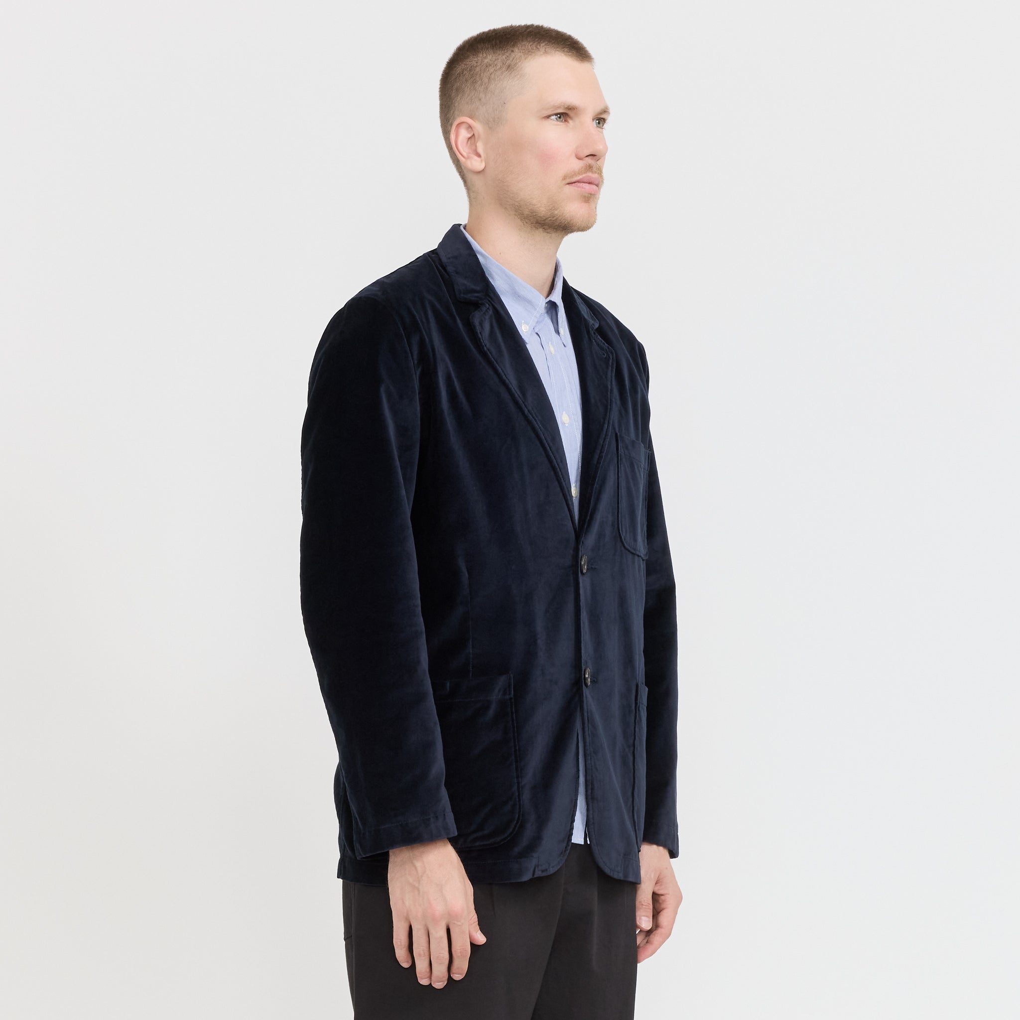 Two Button Jacket Velveteen Navy