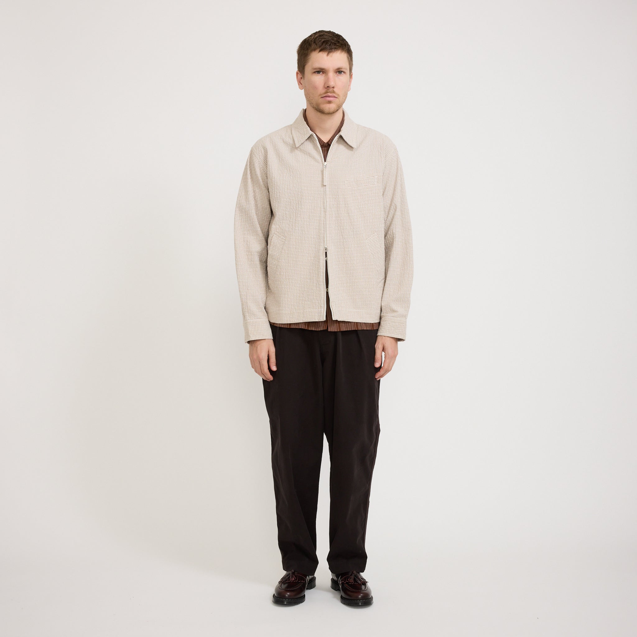 Windcheater Jacket Ospina Check Cotton Ecru/Sand