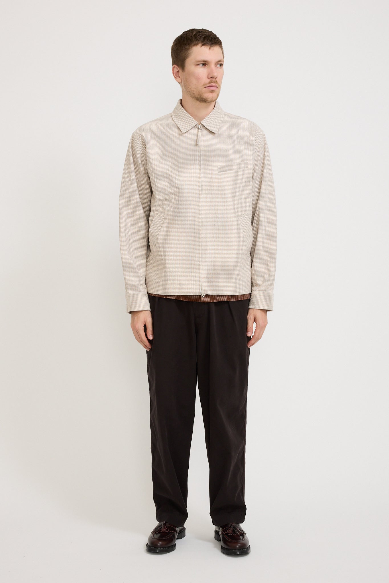 Windcheater Jacket Ospina Check Cotton Ecru/Sand