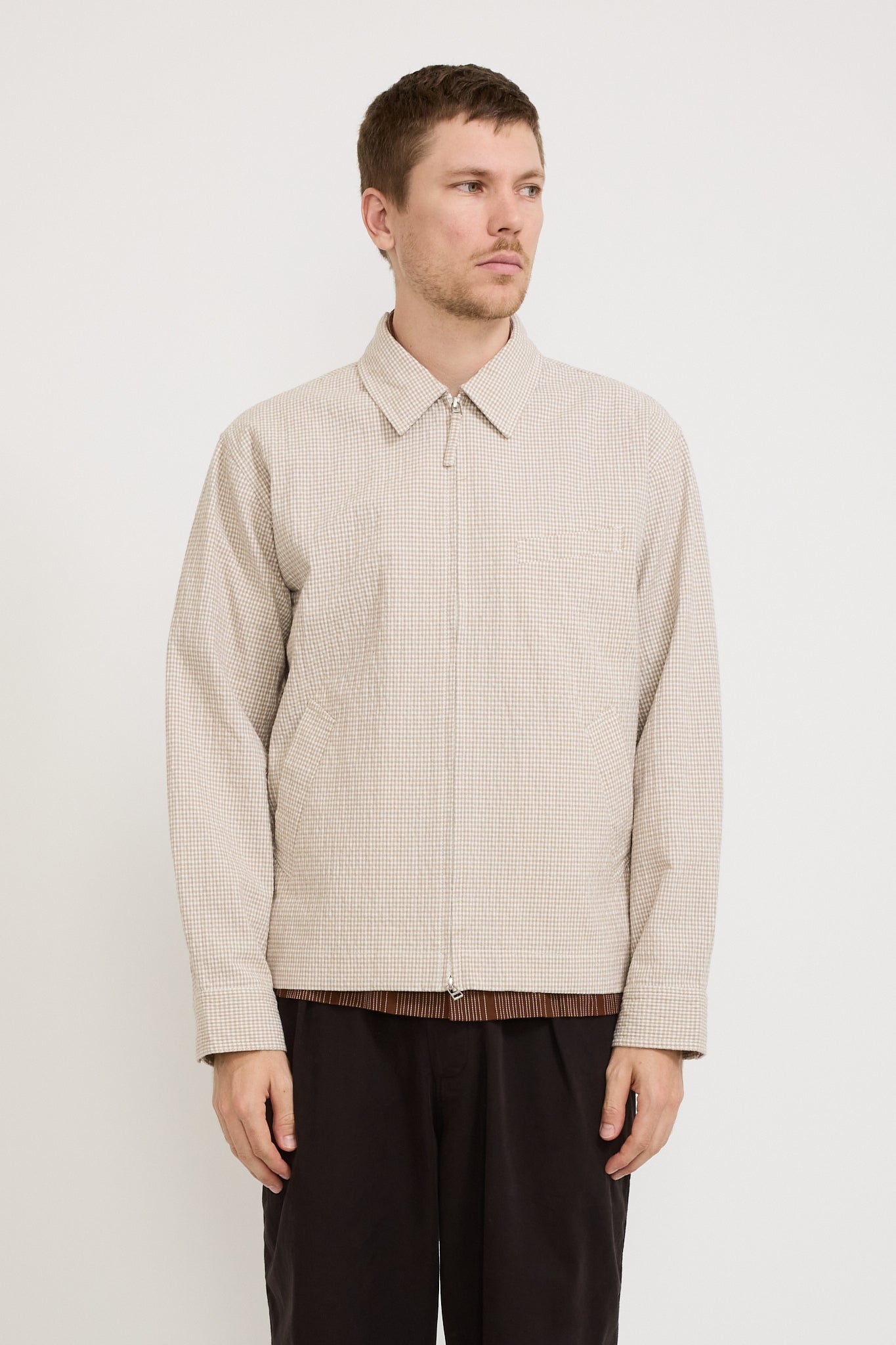 Windcheater Jacket Ospina Check Cotton Ecru/Sand