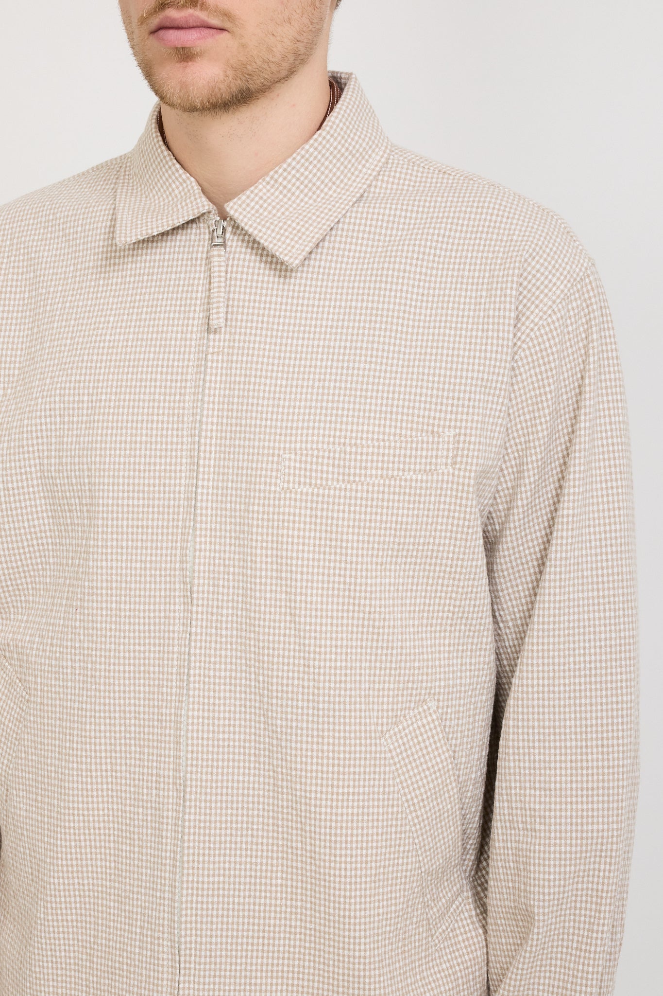 Windcheater Jacket Ospina Check Cotton Ecru/Sand