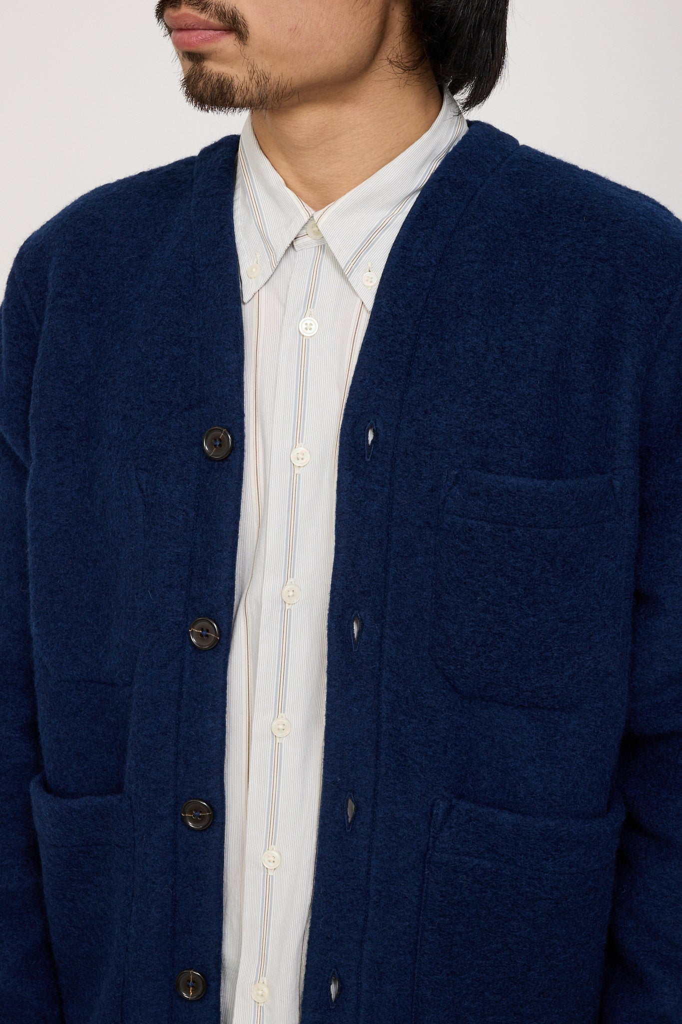 Universal Works | Wool Fleece Cardigan Indigo | Maplestore