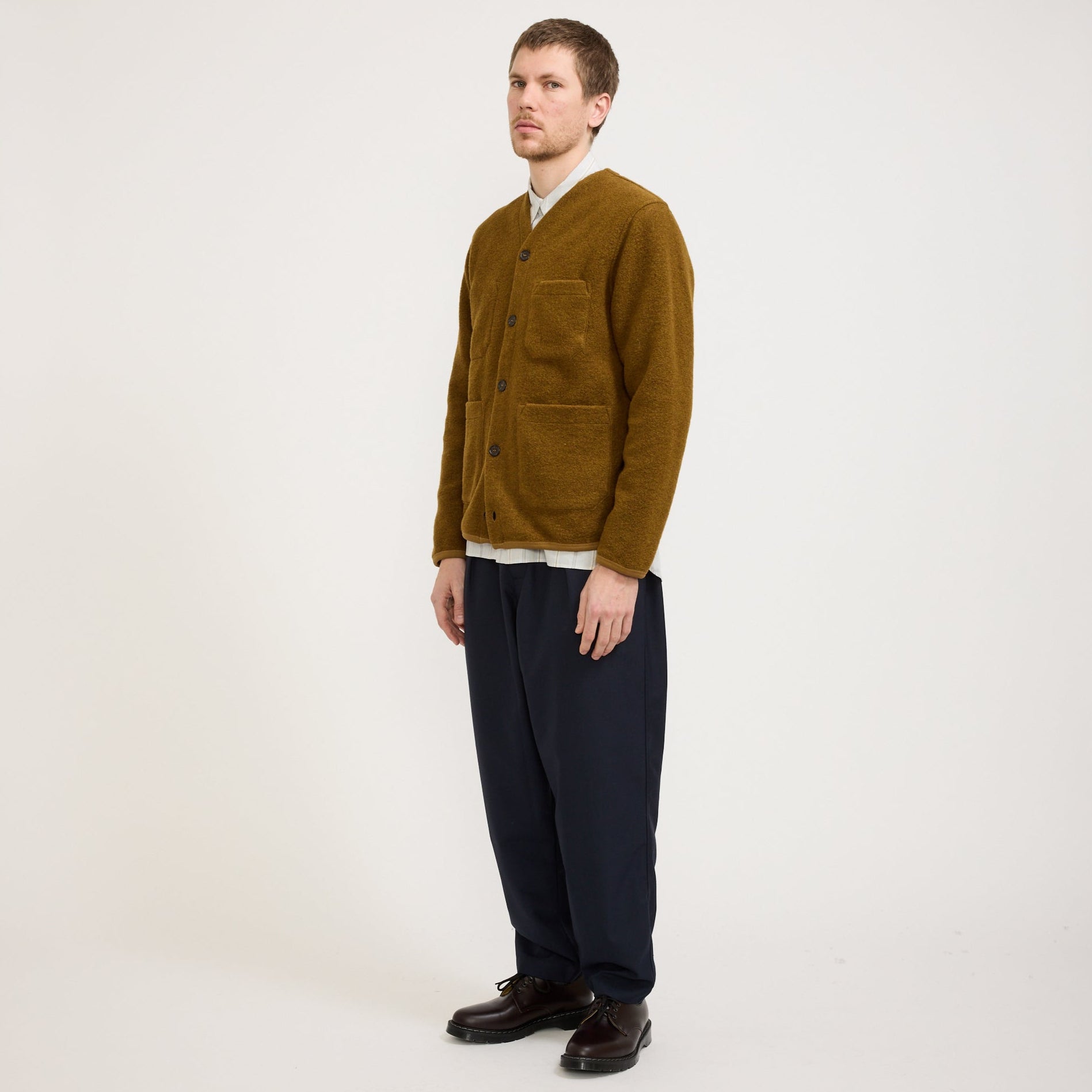 Wool Fleece Cardigan Mustard