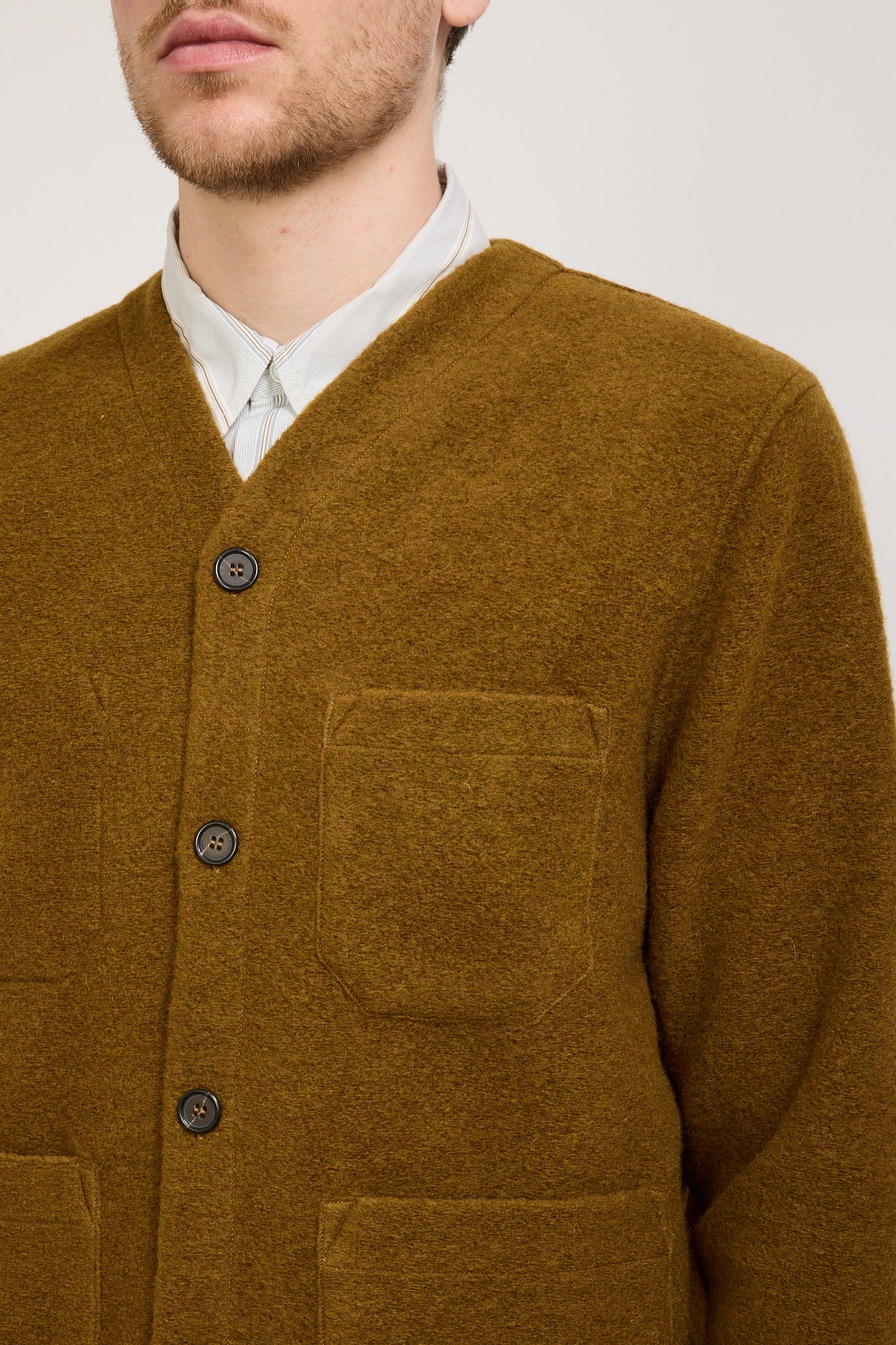 Universal Works | Wool Fleece Cardigan Mustard | Maplestore