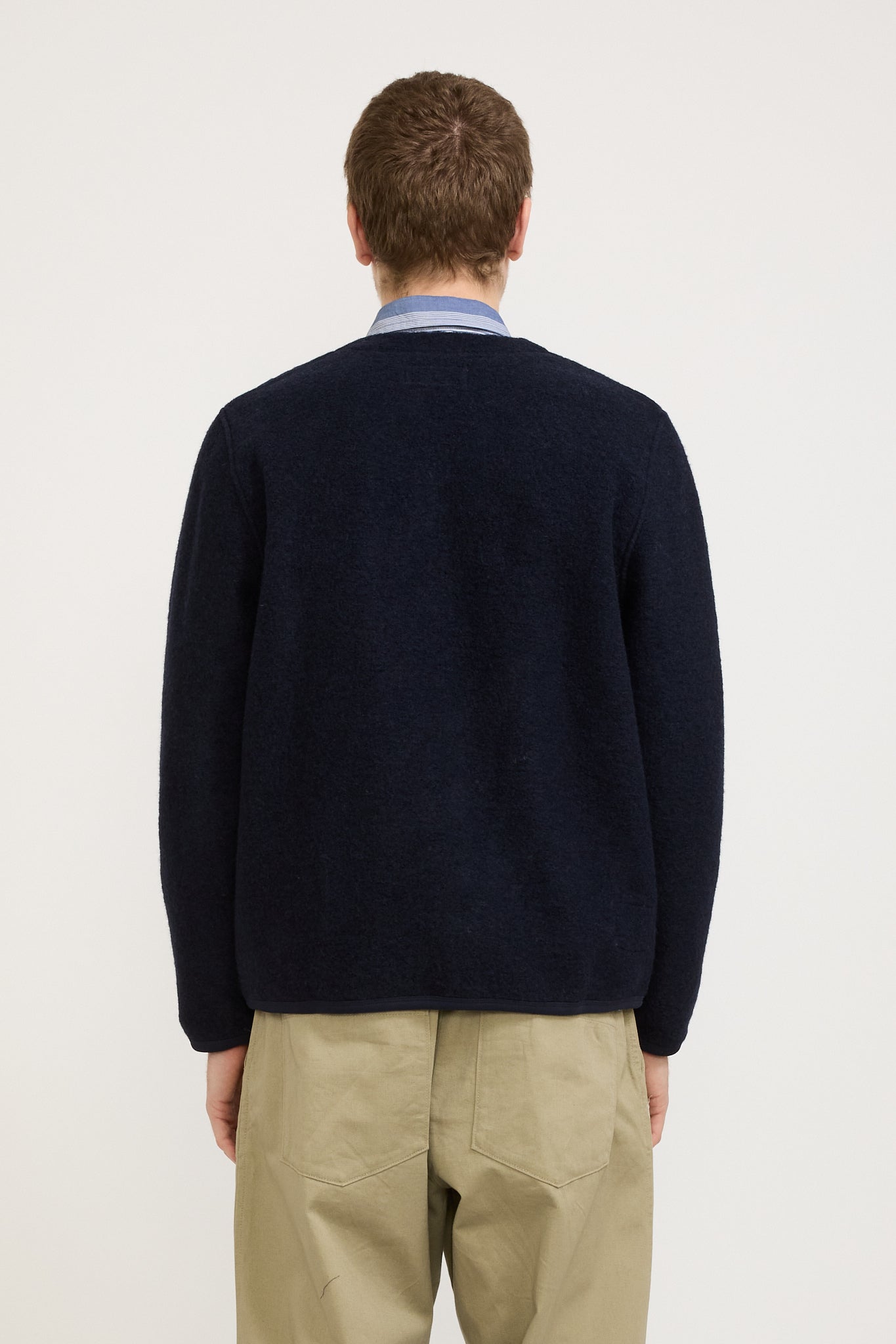 Universal Works | Wool Fleece Cardigan Navy | Maplestore