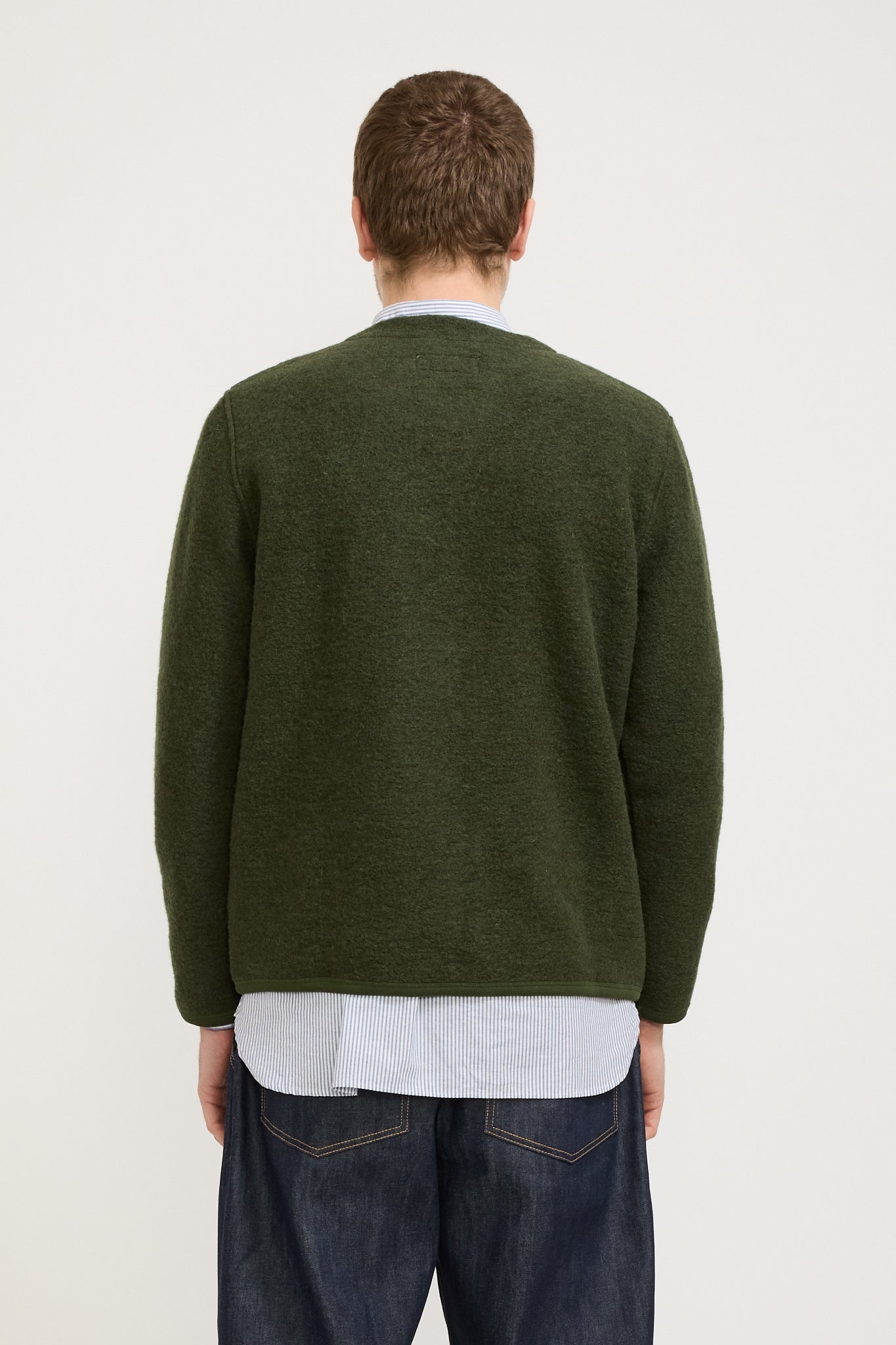 Universal Works | Wool Fleece Cardigan Olive | Maplestore