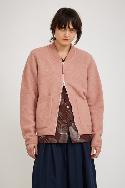 Universal Works | Wool Fleece Zip Bomber Pink Womens | Maplestore
