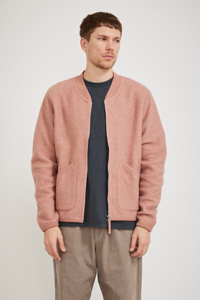 Universal Works | Wool Fleece Zip Bomber Pink | Maplestore