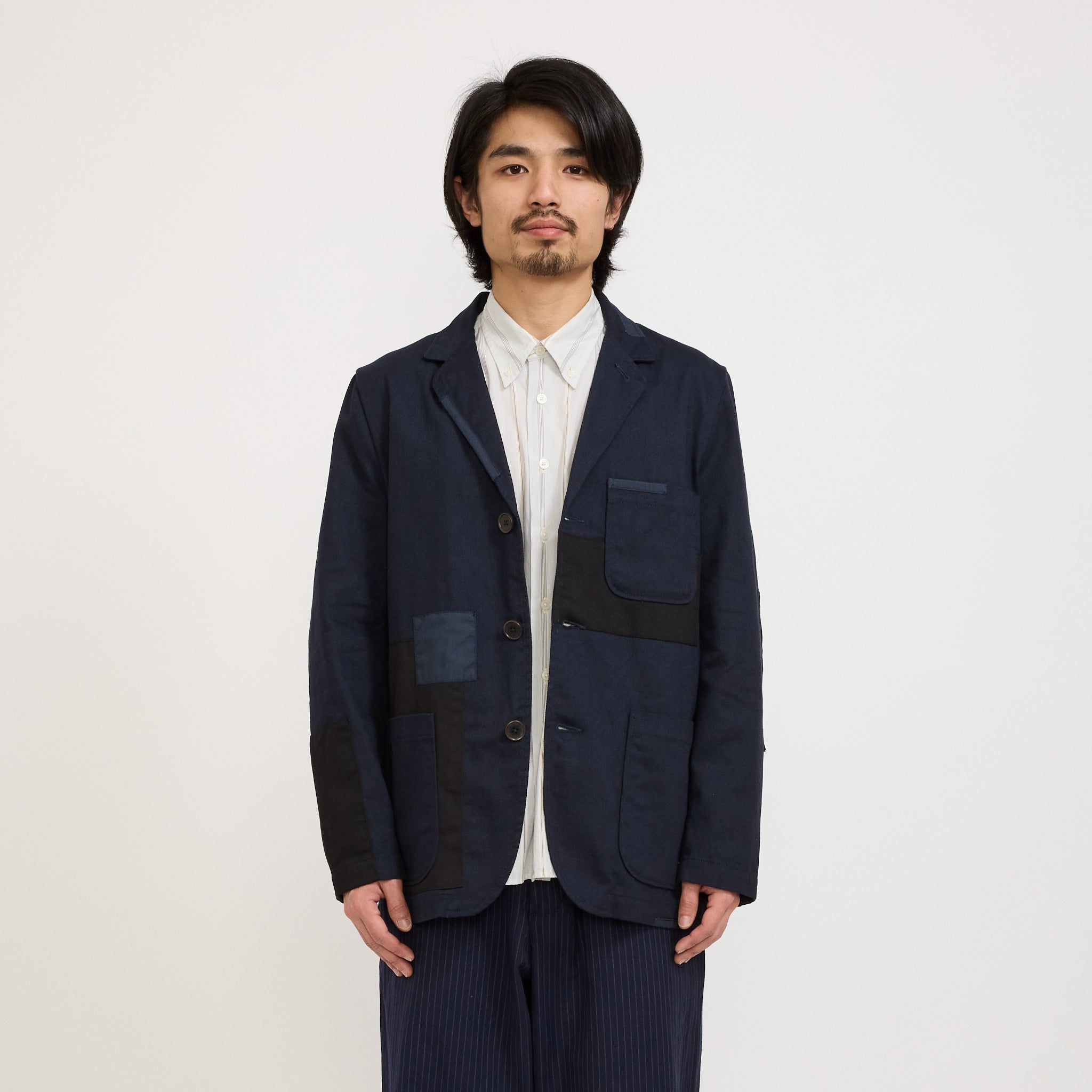 Universal Works | Patched Three Button Jacket Works Twill Mix Navy Mix | Maplestore