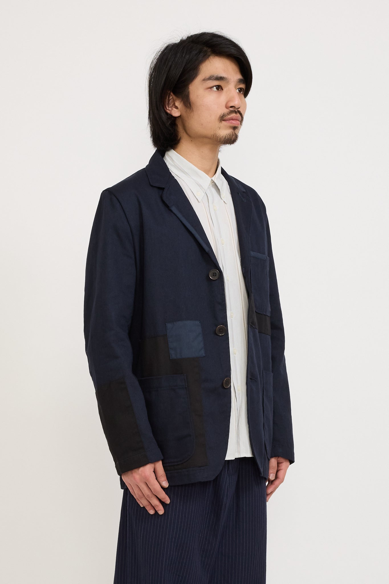 Universal Works | Patched Three Button Jacket Works Twill Mix Navy Mix | Maplestore