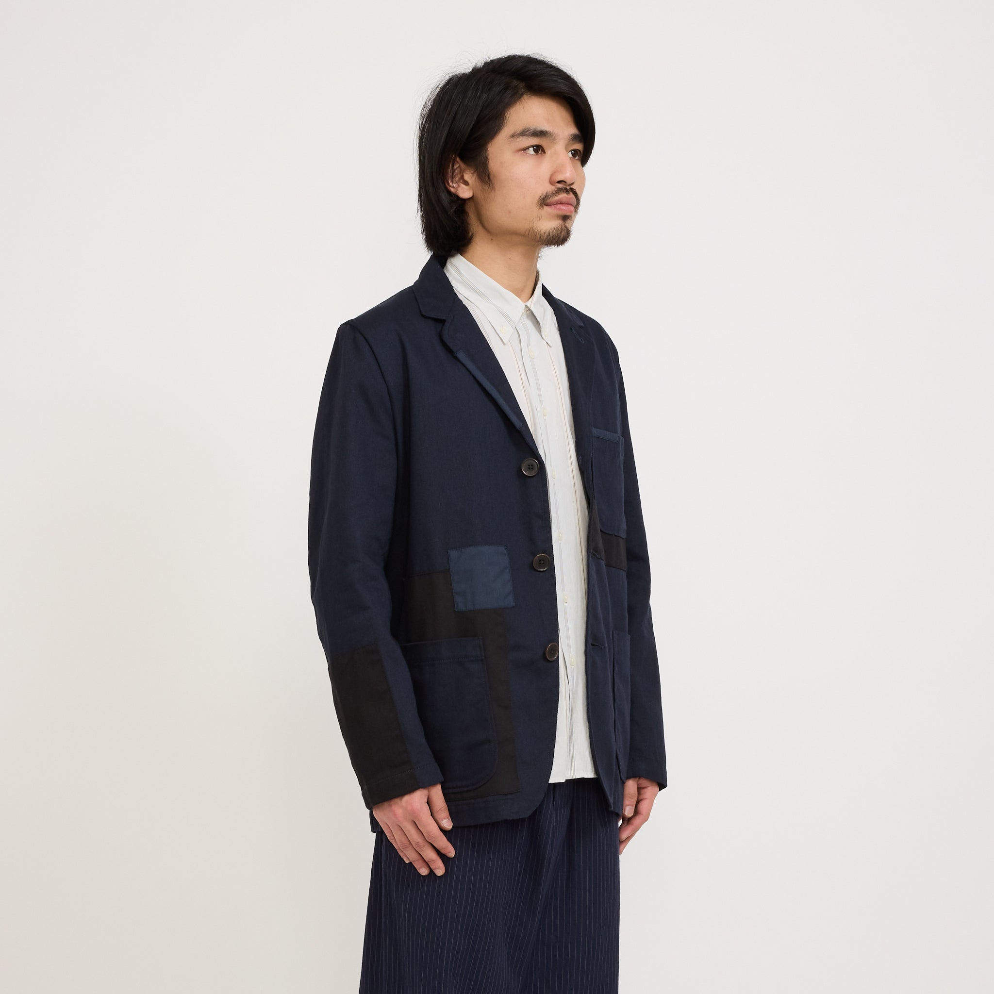 Universal Works | Patched Three Button Jacket Works Twill Mix Navy Mix | Maplestore