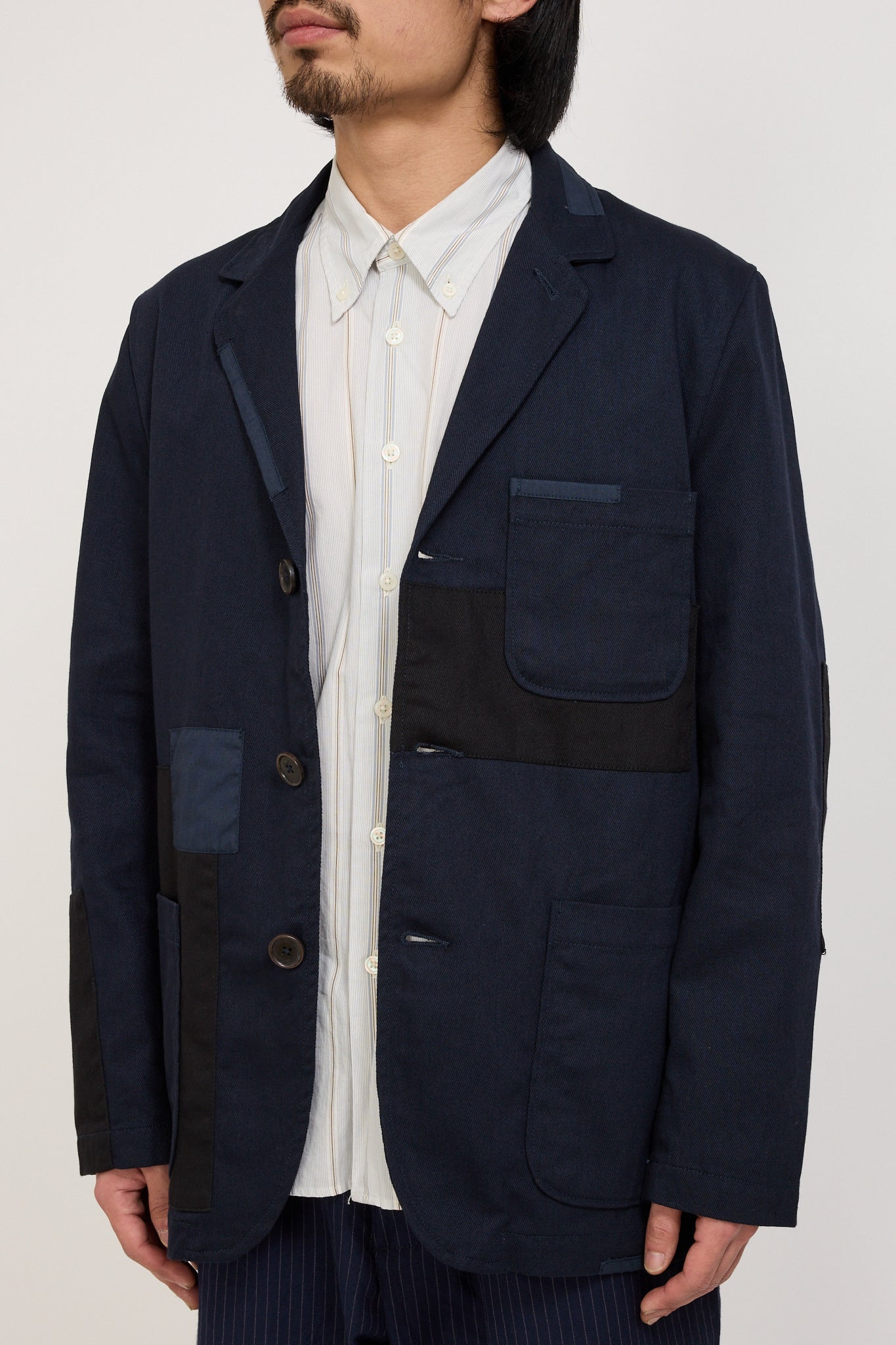 Universal Works | Patched Three Button Jacket Works Twill Mix Navy Mix | Maplestore