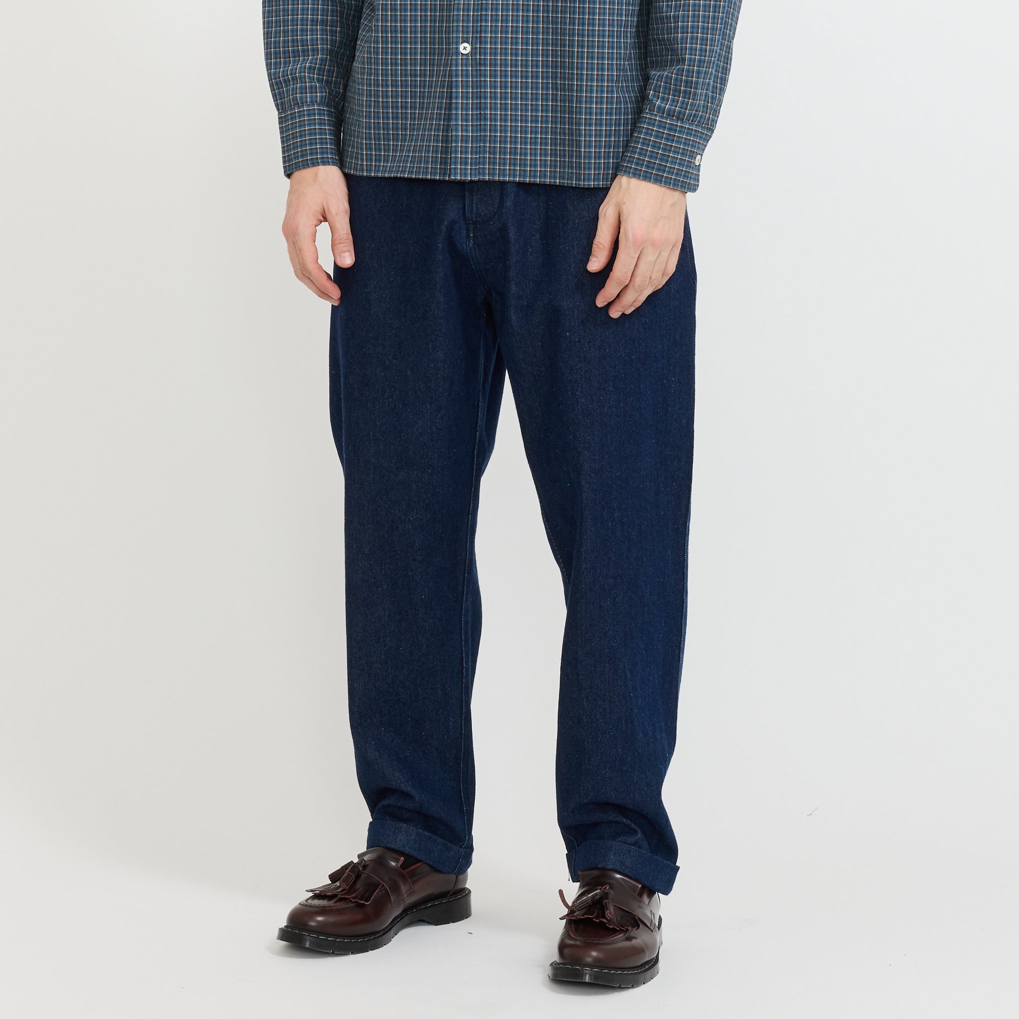 Universal Works Super Chino Indigo Work Denim | Maplestore