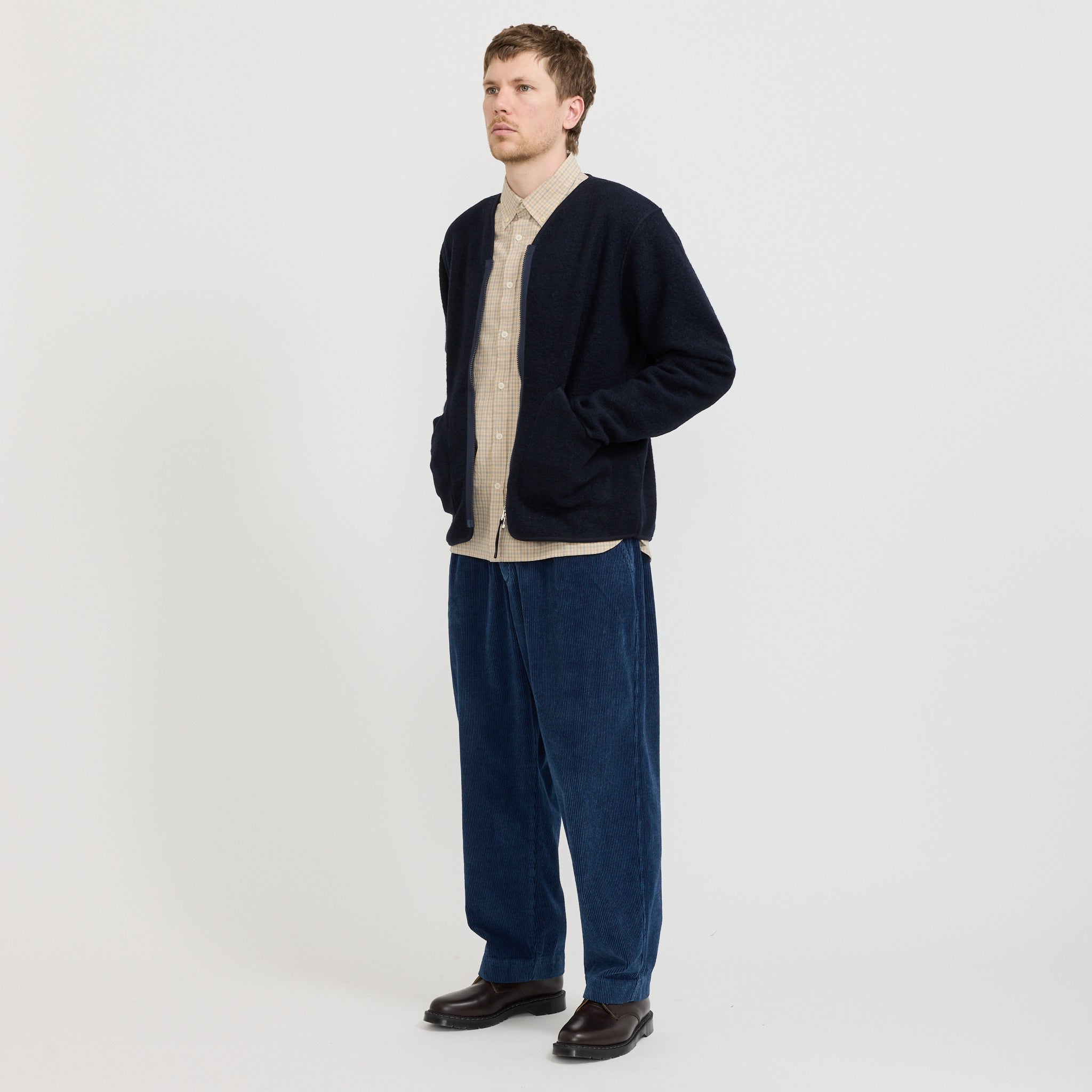 Wool Fleece Zip Liner Jacket Navy
