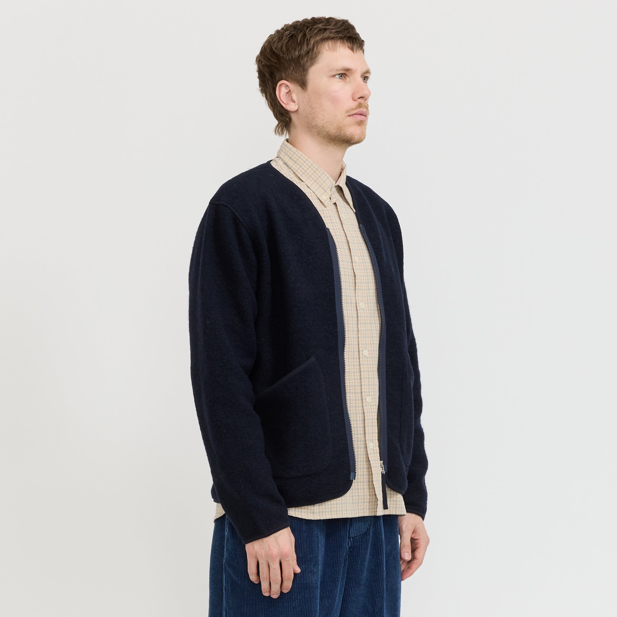 Wool Fleece Zip Liner Jacket Navy