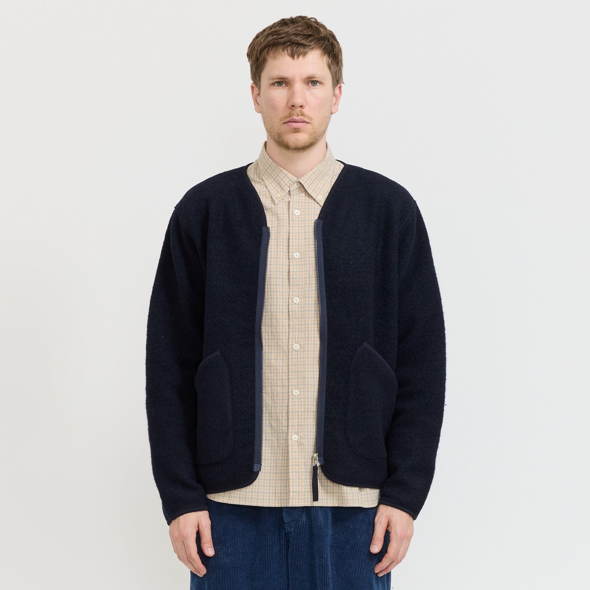 Wool Fleece Zip Liner Jacket Navy