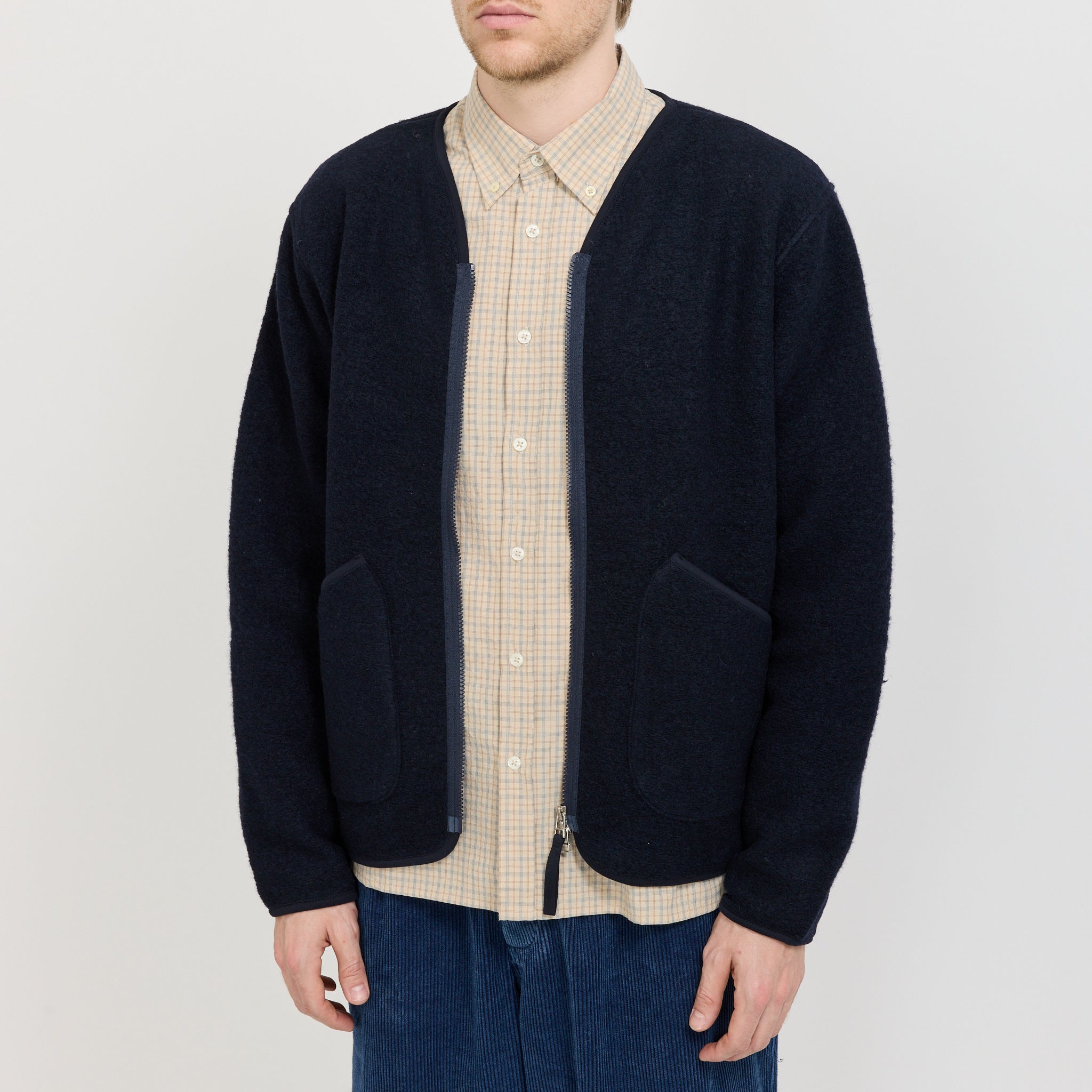Wool Fleece Zip Liner Jacket Navy