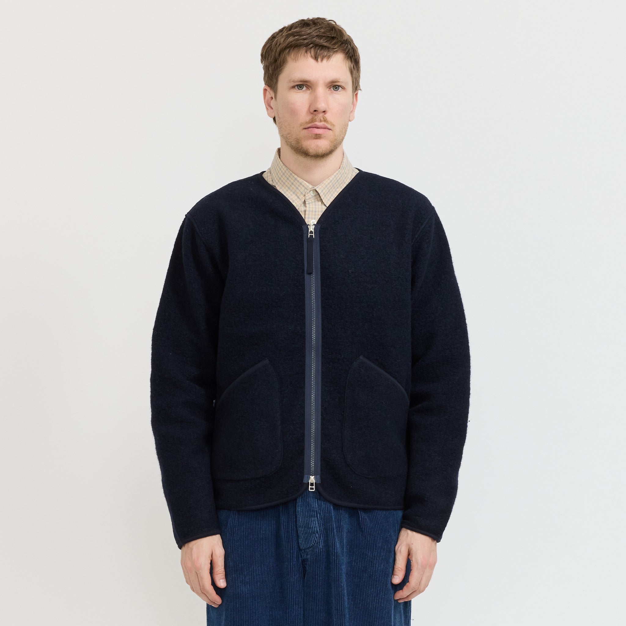 Wool Fleece Zip Liner Jacket Navy