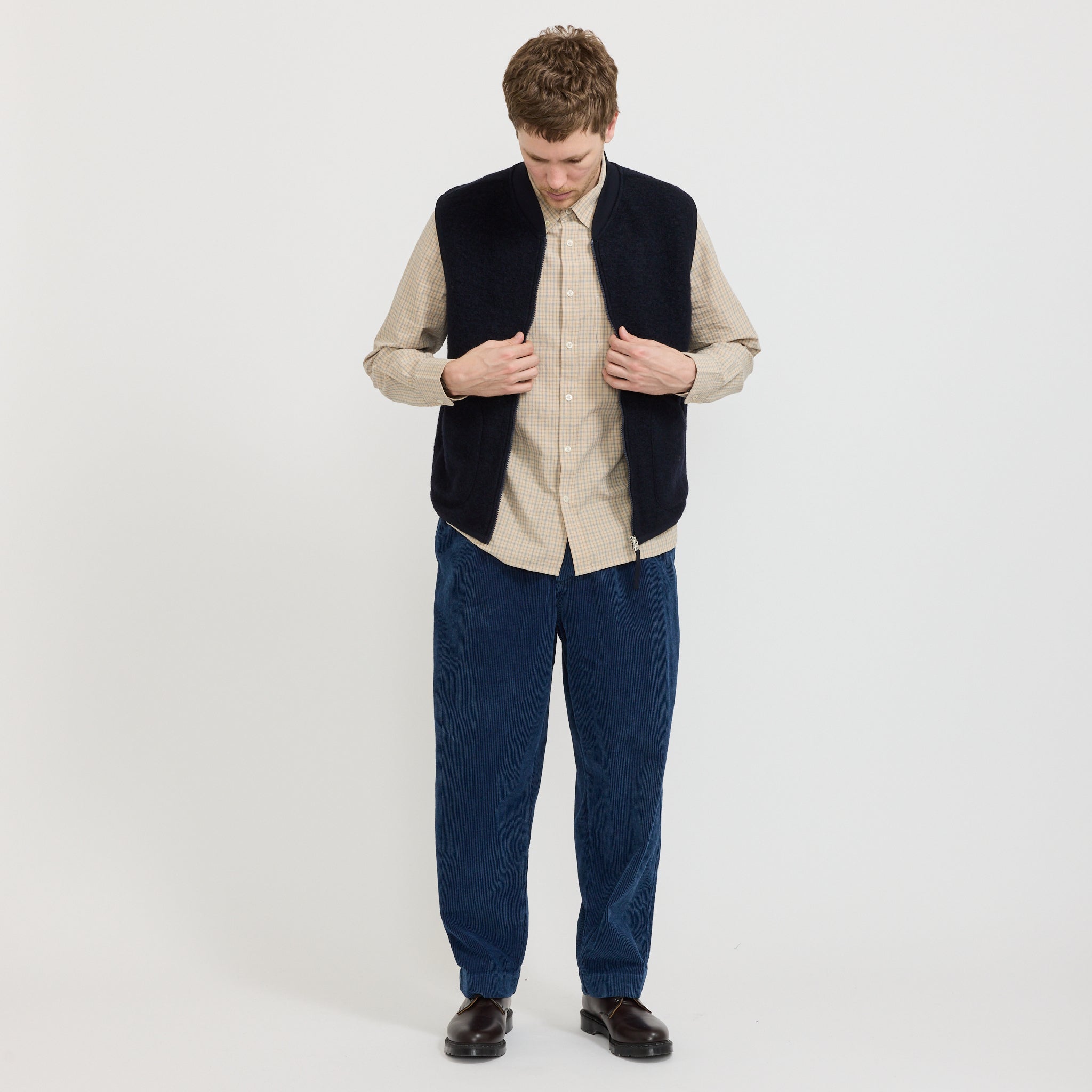 Wool Fleece Zip Waistcoat Navy