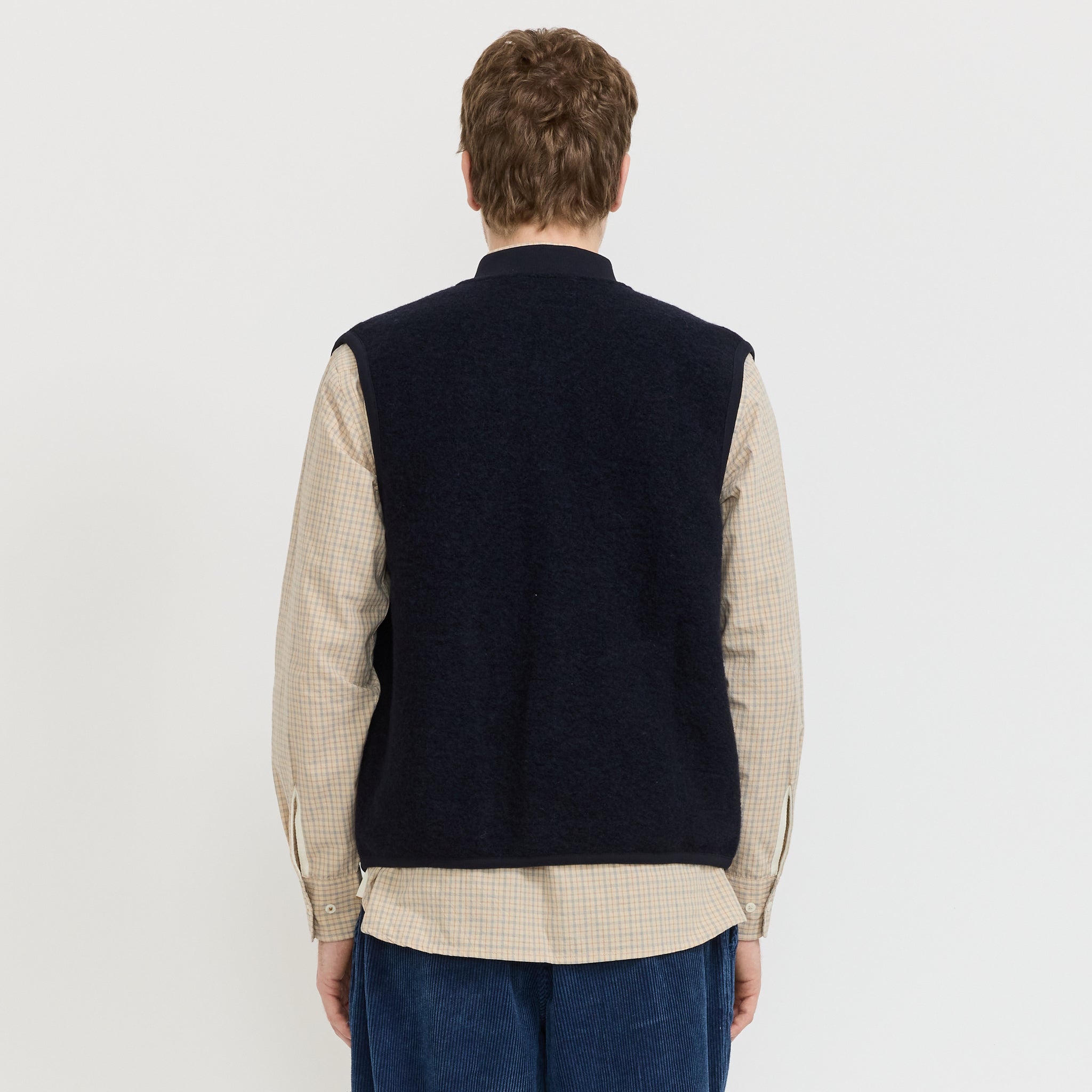 Wool Fleece Zip Waistcoat Navy