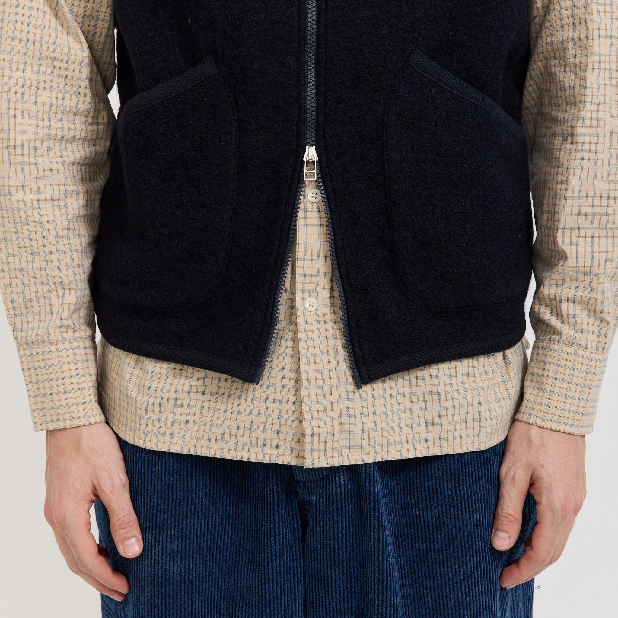 Wool Fleece Zip Waistcoat Navy