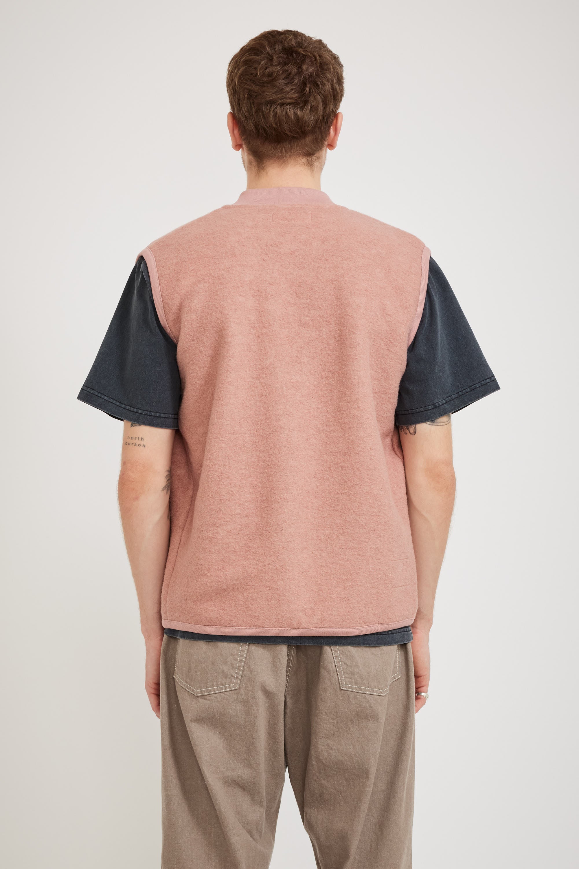 Universal Works | Wool Fleece Zip Waistcoat Pink | Maplestore
