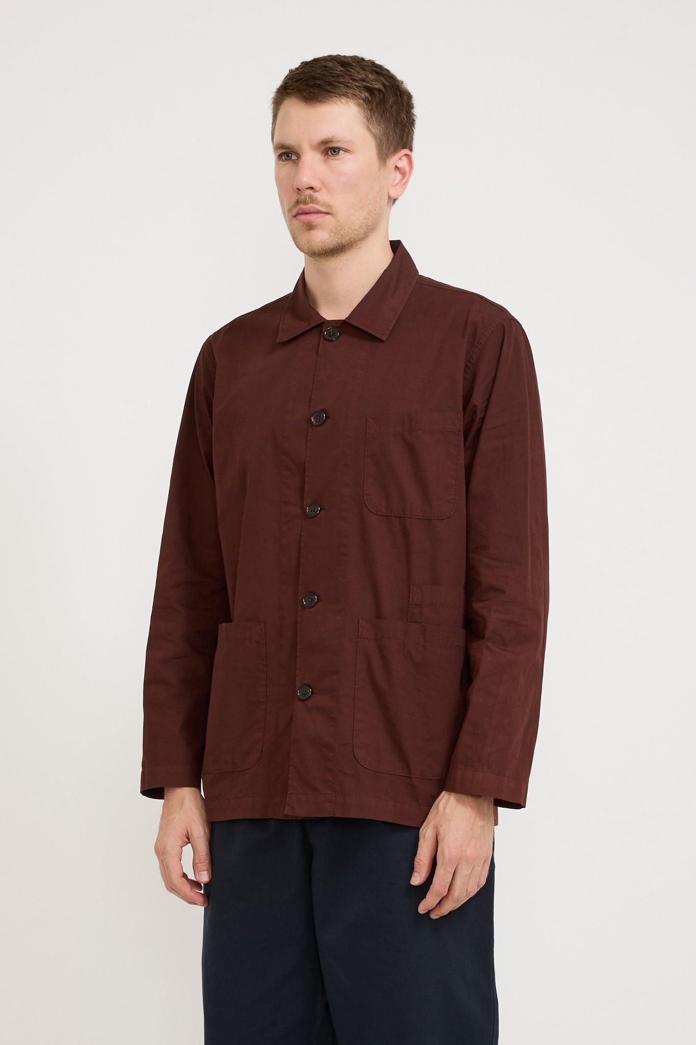 Bakers Overshirt Organic Fine Poplin Rich Brown