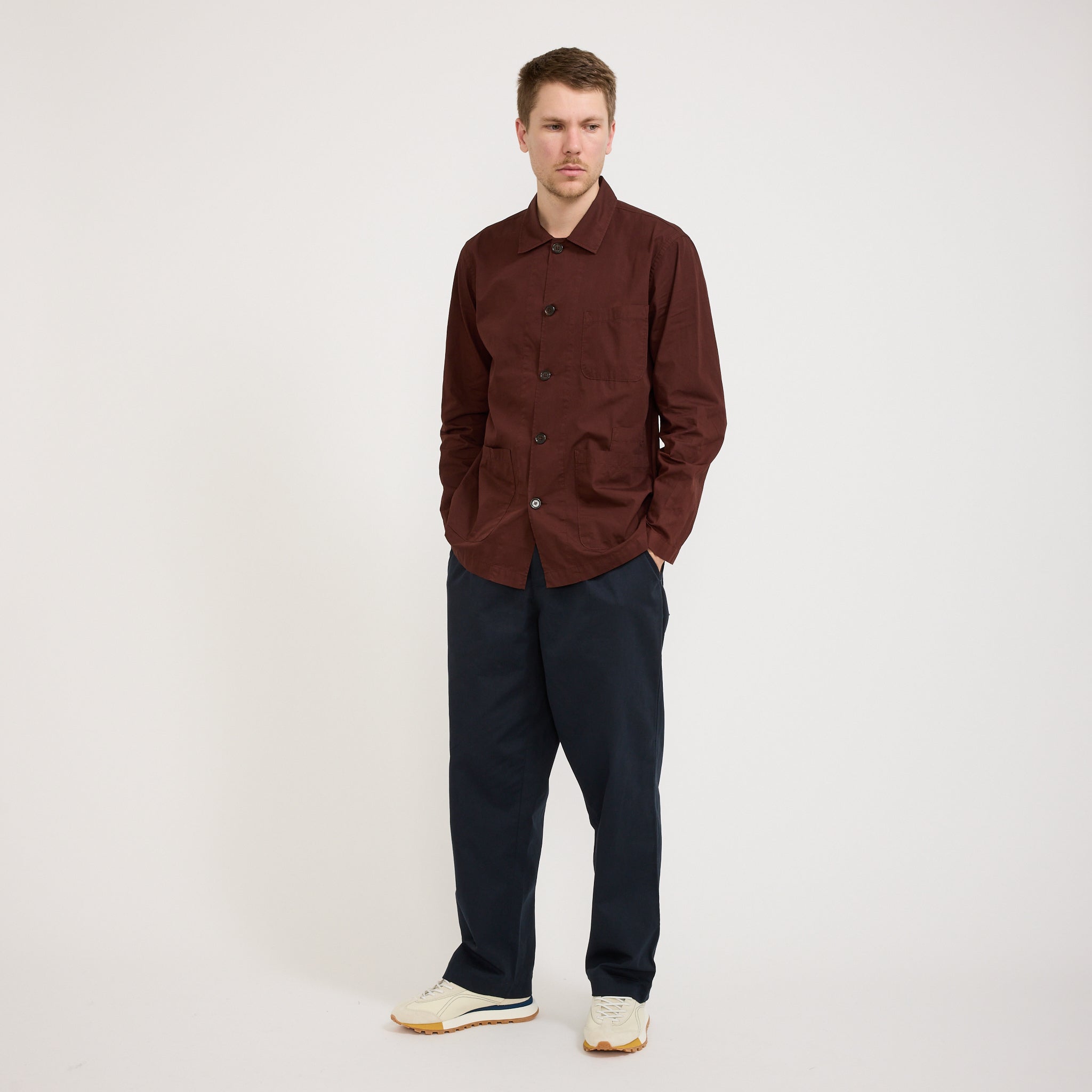 Universal Works | Bakers Overshirt Organic Fine Poplin Rich Brown | Maplestore