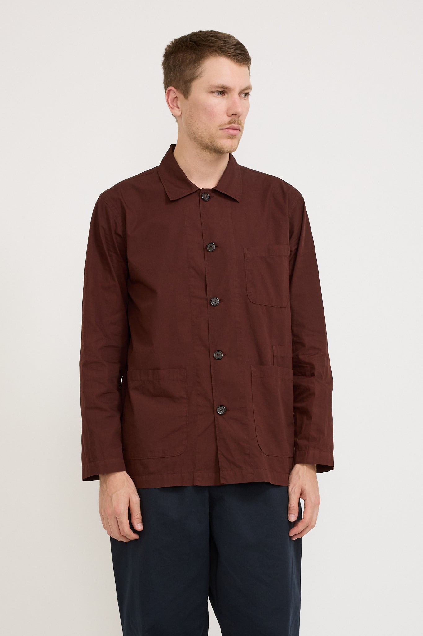 Bakers Overshirt Organic Fine Poplin Rich Brown