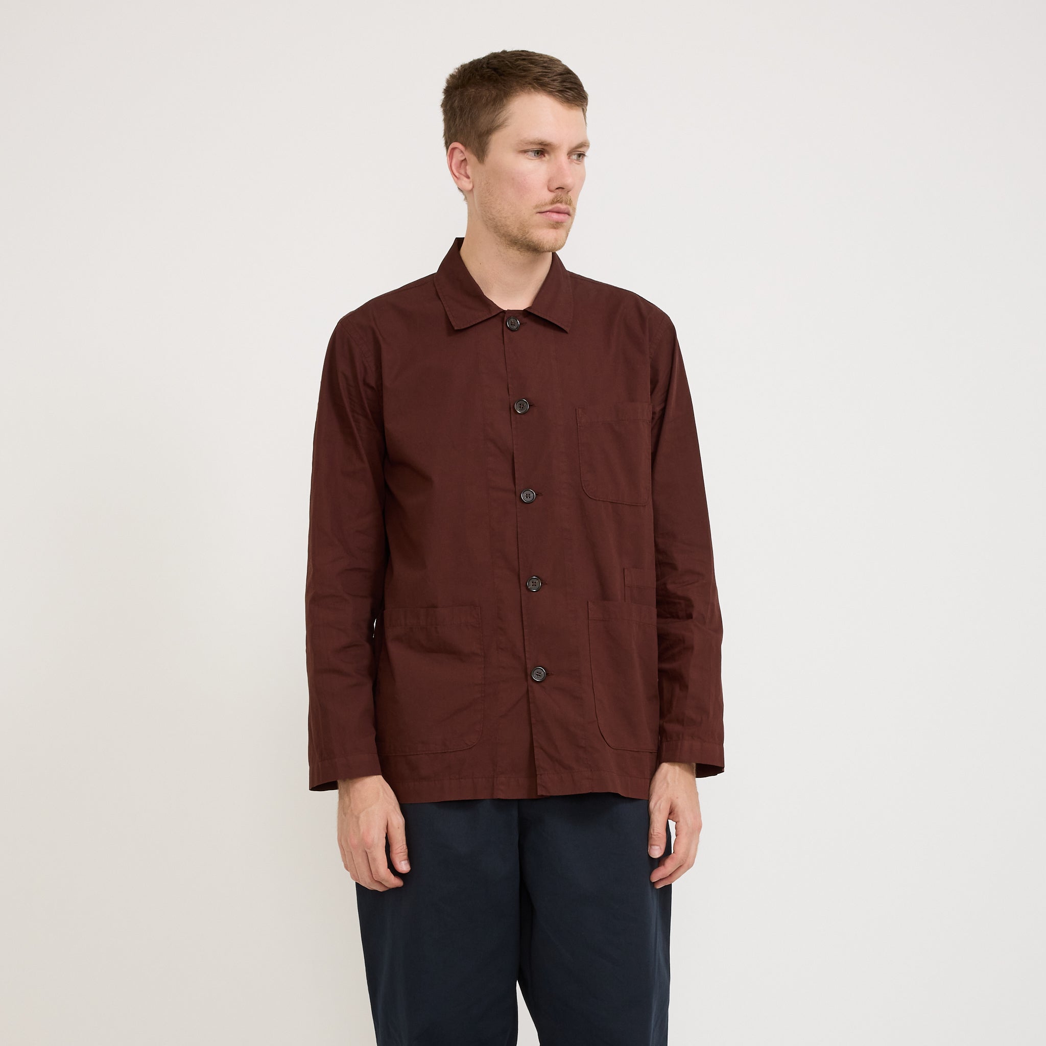 Universal Works | Bakers Overshirt Organic Fine Poplin Rich Brown | Maplestore