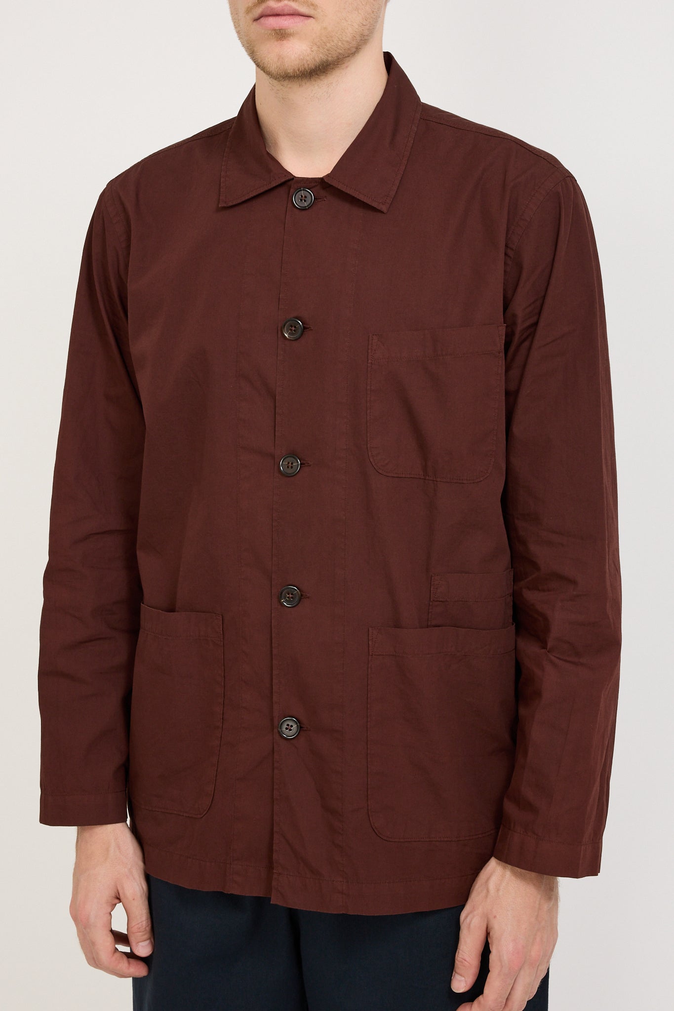 Bakers Overshirt Organic Fine Poplin Rich Brown