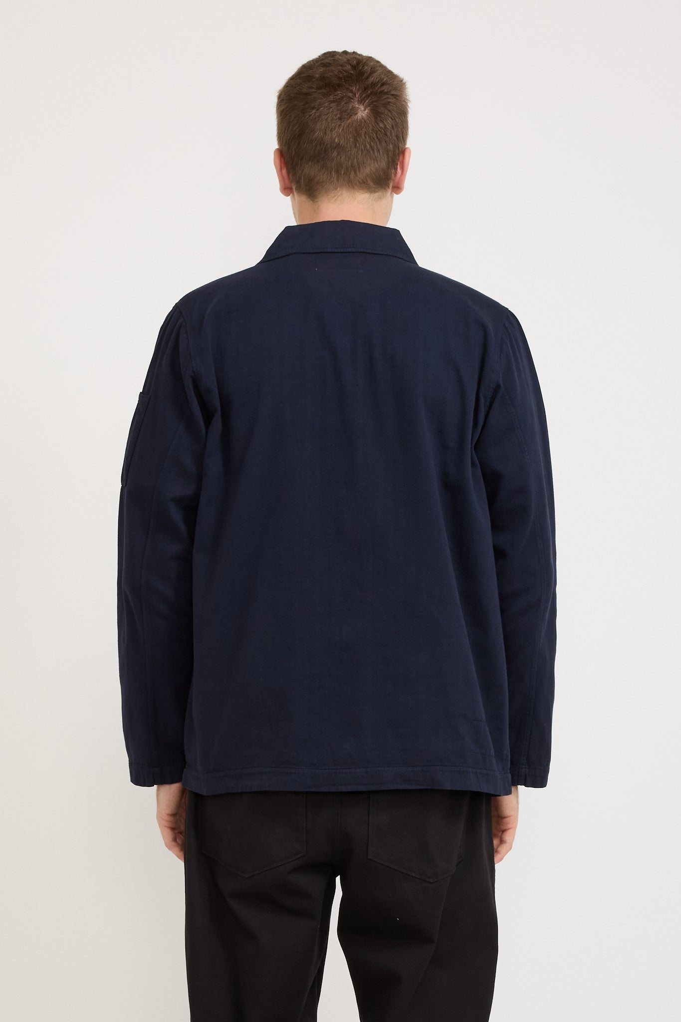 Coverall Jacket Herringbone Cotton Dark Navy