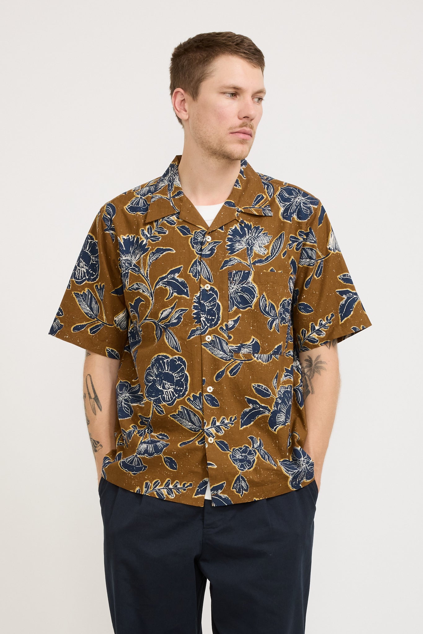 Camp Shirt Nippon Flower Gold