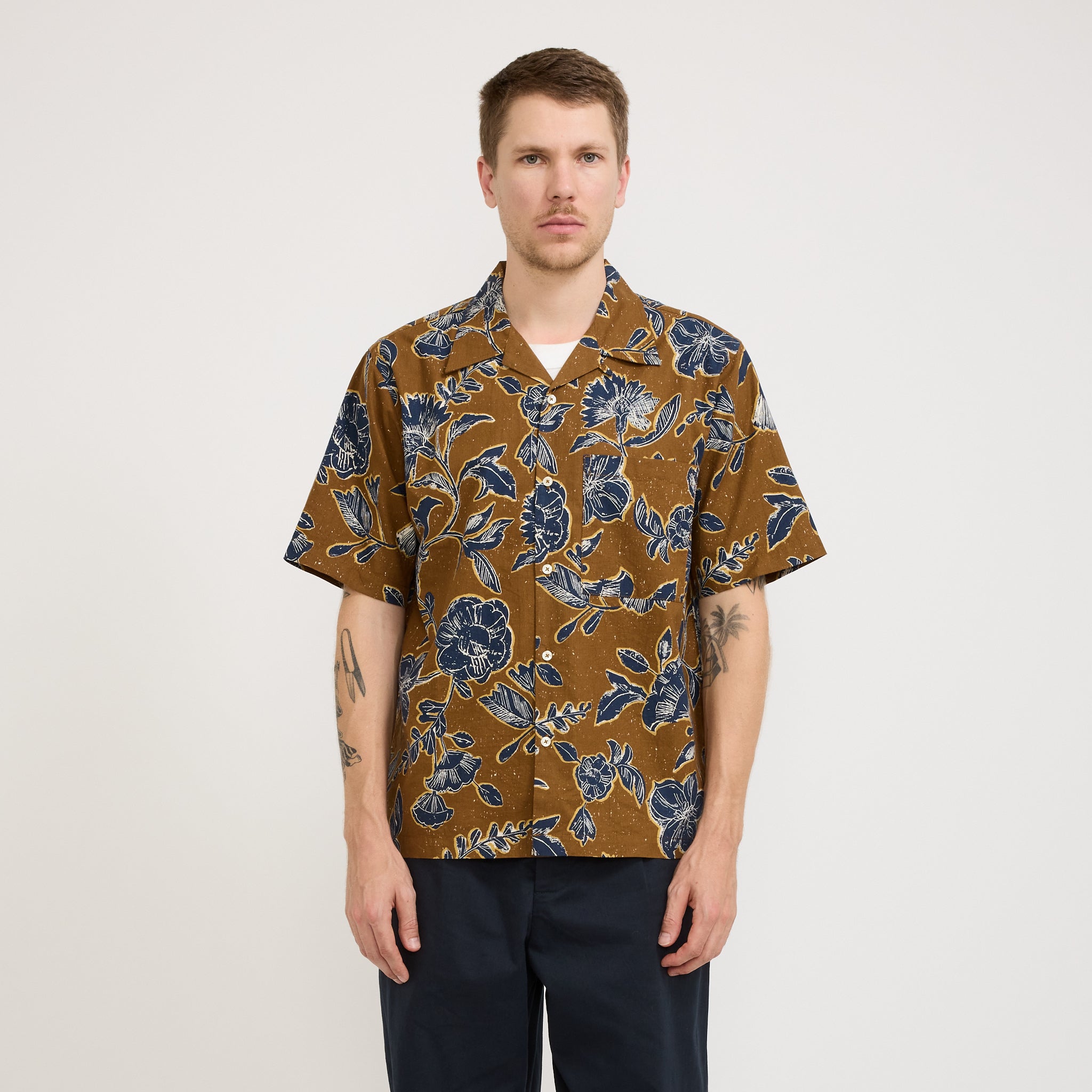Universal Works | Camp Shirt Nippon Flower Gold | Maplestore