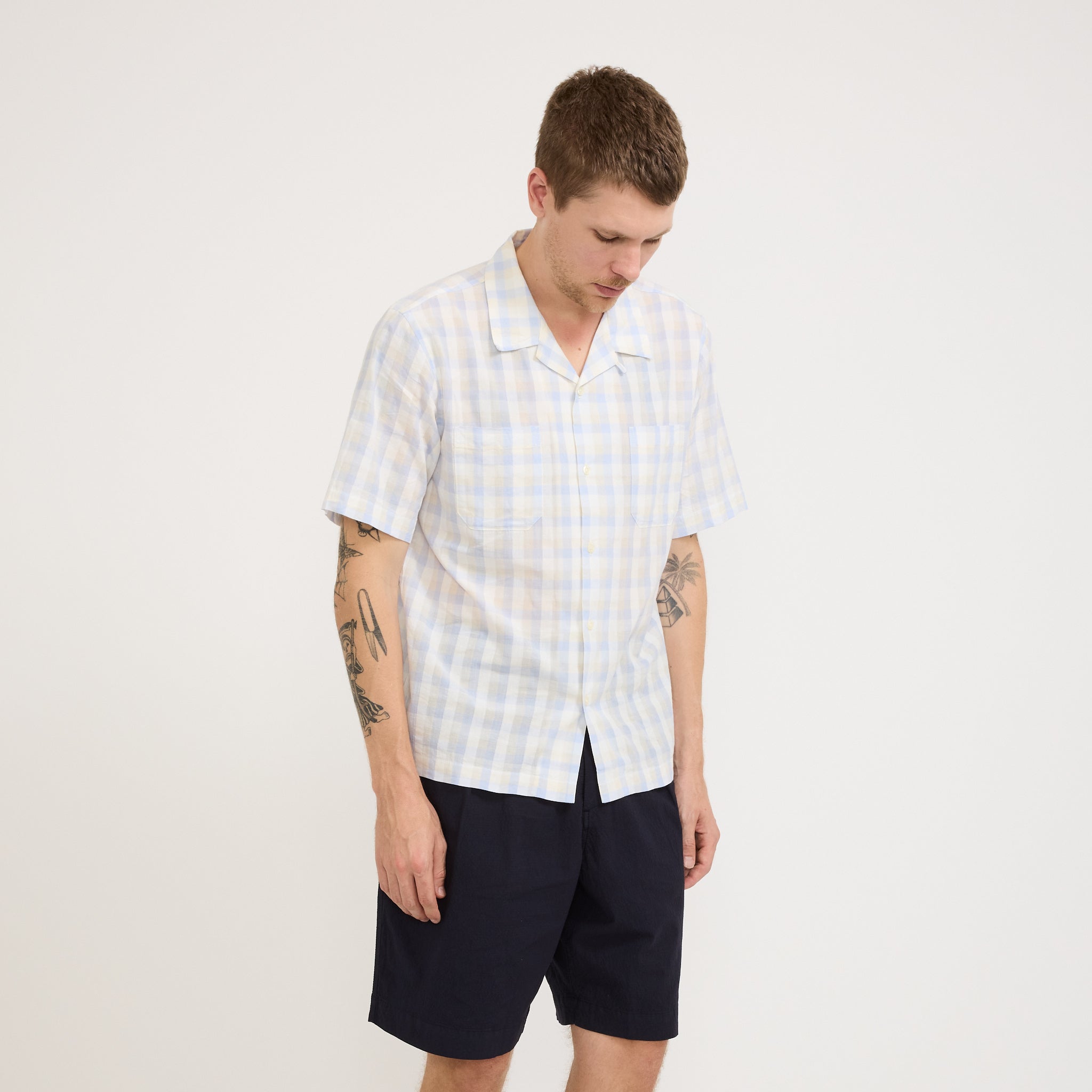 Sal Road Shirt Pastel Check Blue