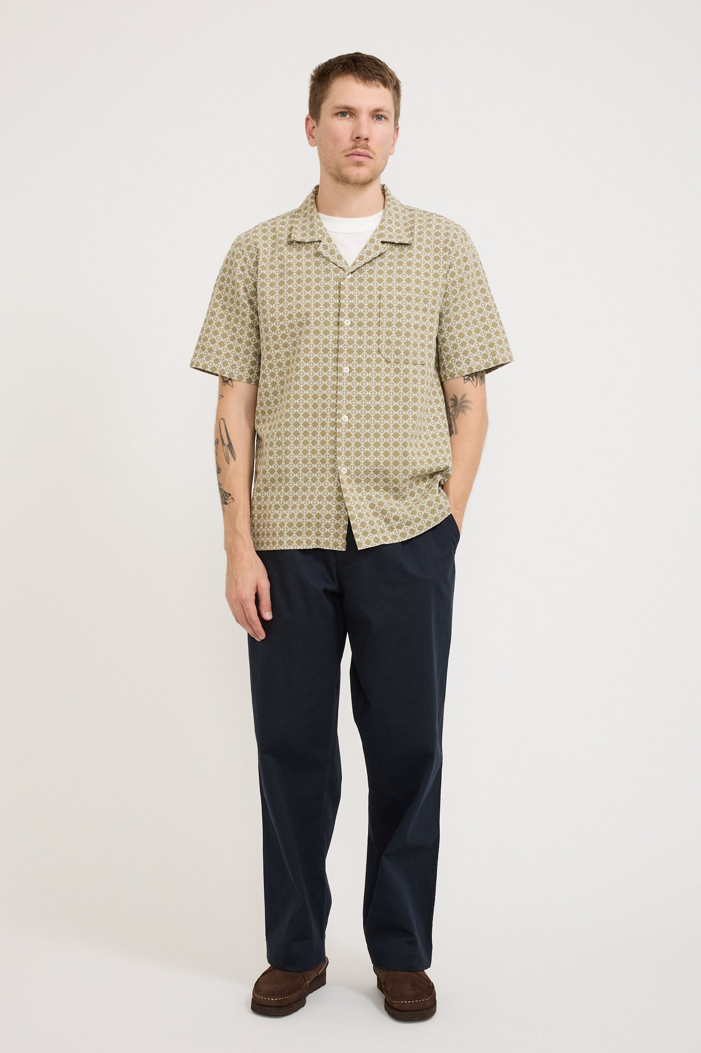 Road Shirt Rhodes Cotton Sand/White