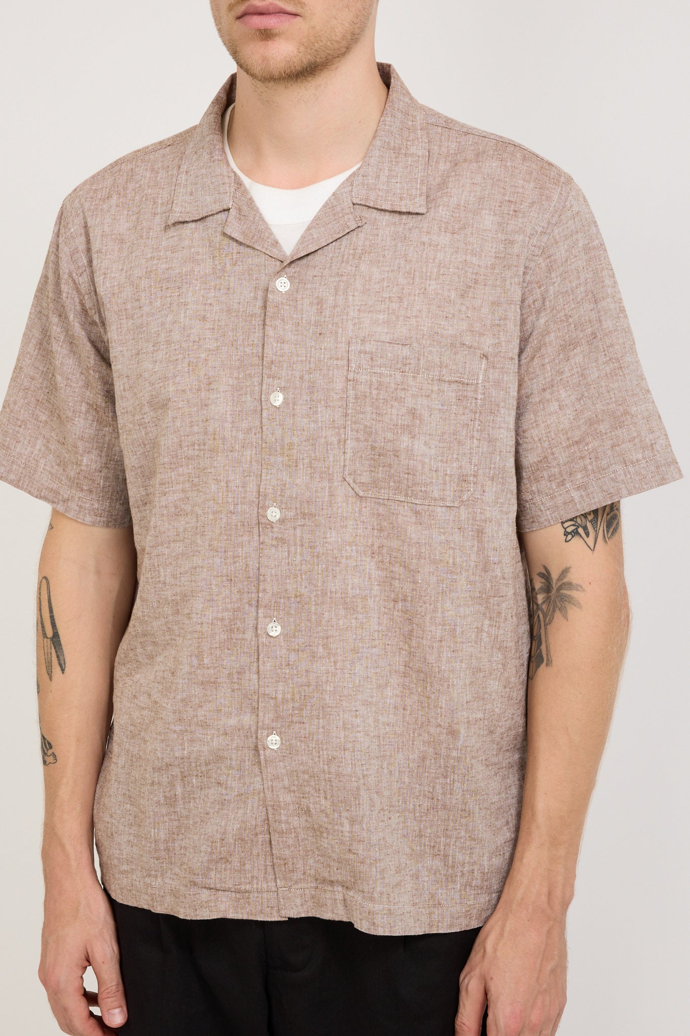 Road Shirt Slub Linen Mix Brown