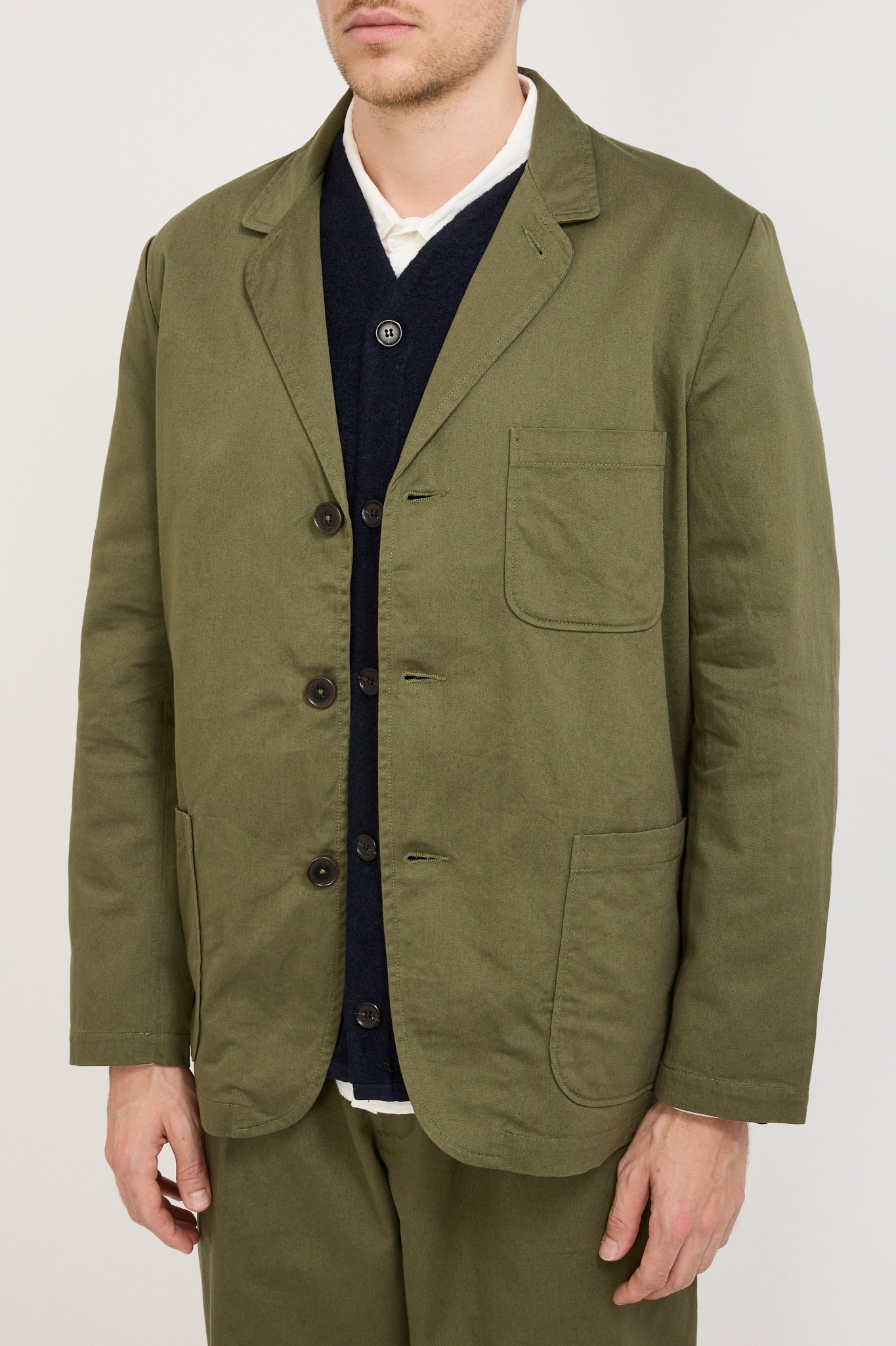 Three Button Jacket Twill Light Olive