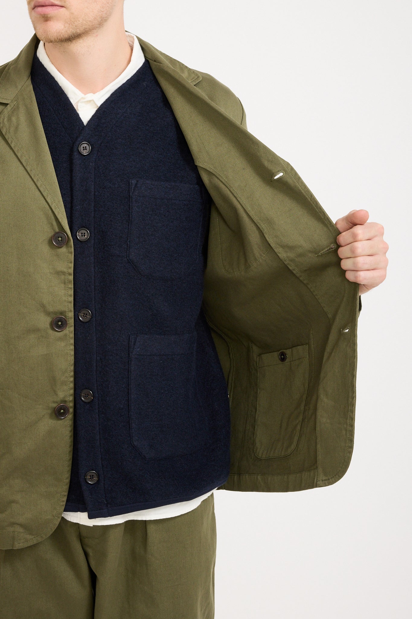 Three Button Jacket Twill Light Olive