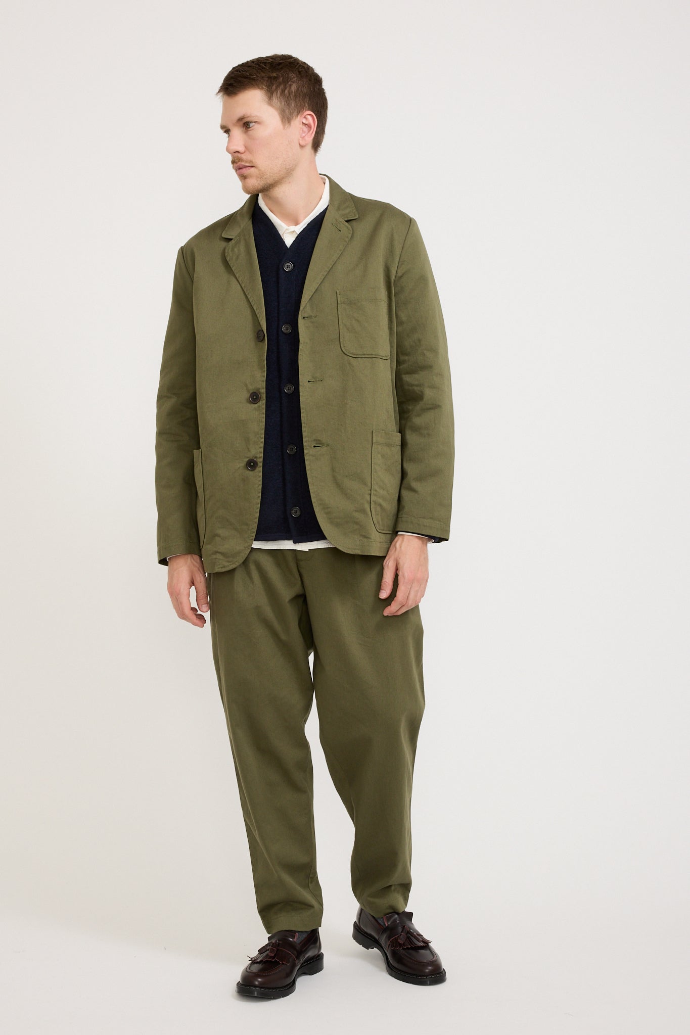 Three Button Jacket Twill Light Olive