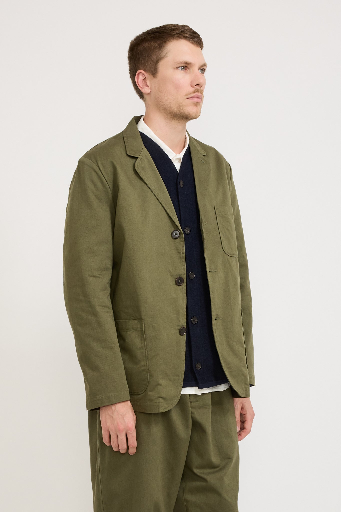 Three Button Jacket Twill Light Olive