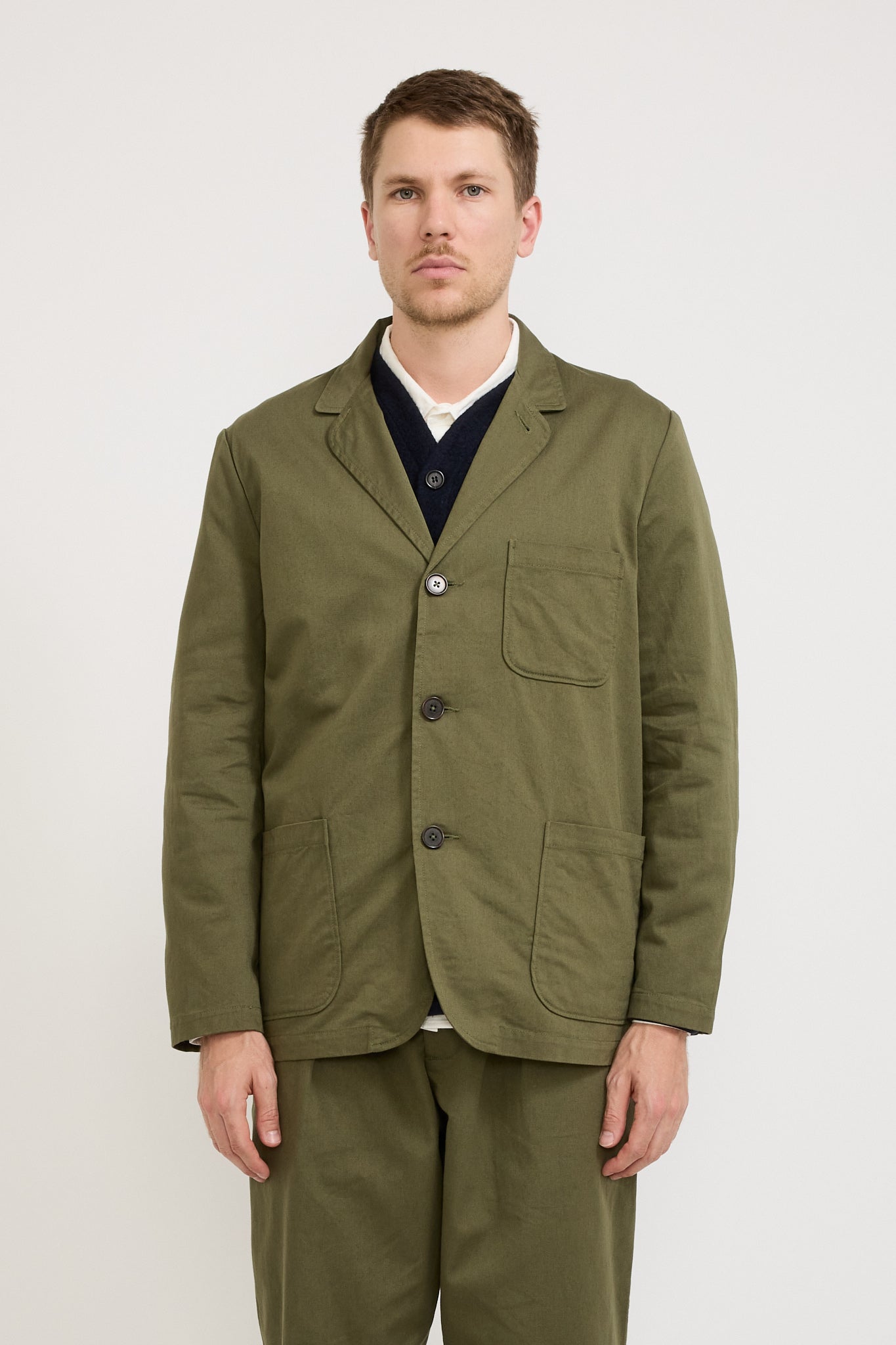 Three Button Jacket Twill Light Olive