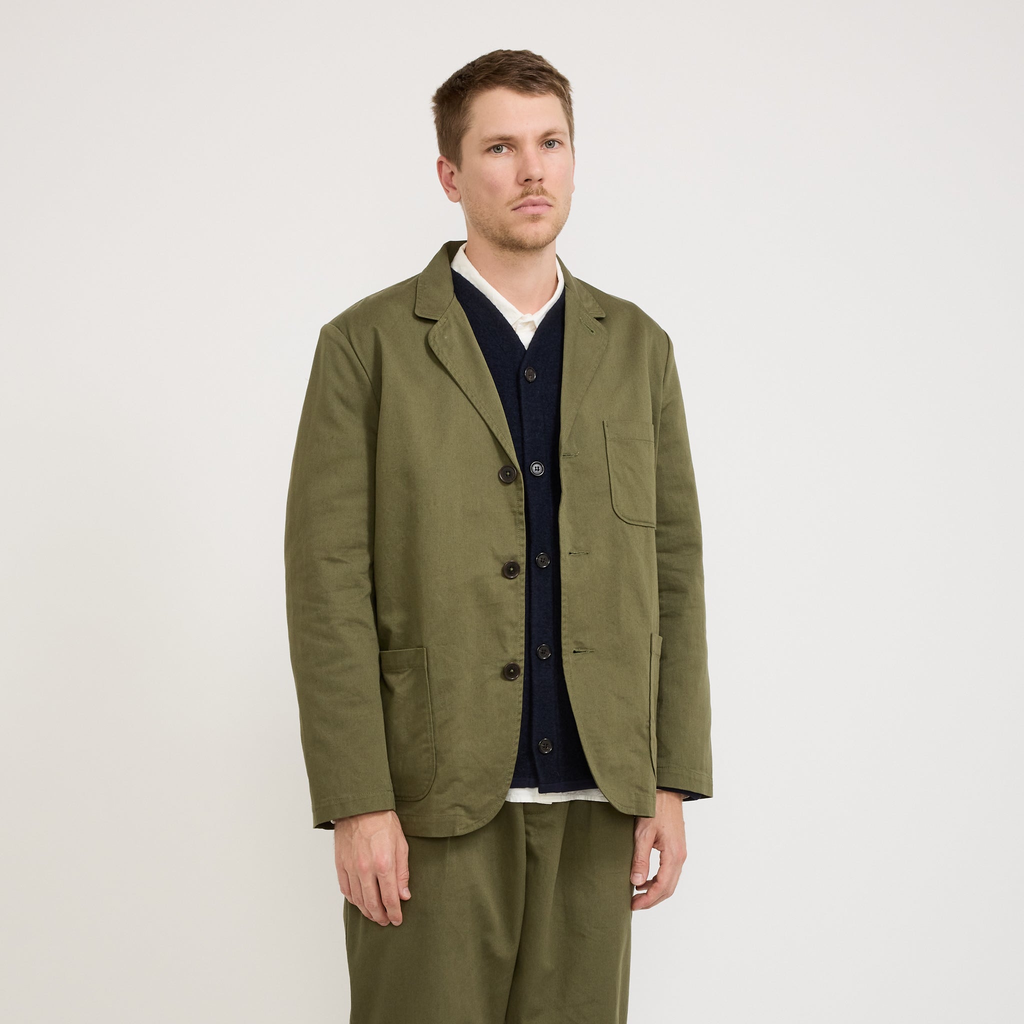 Three Button Jacket Twill Light Olive
