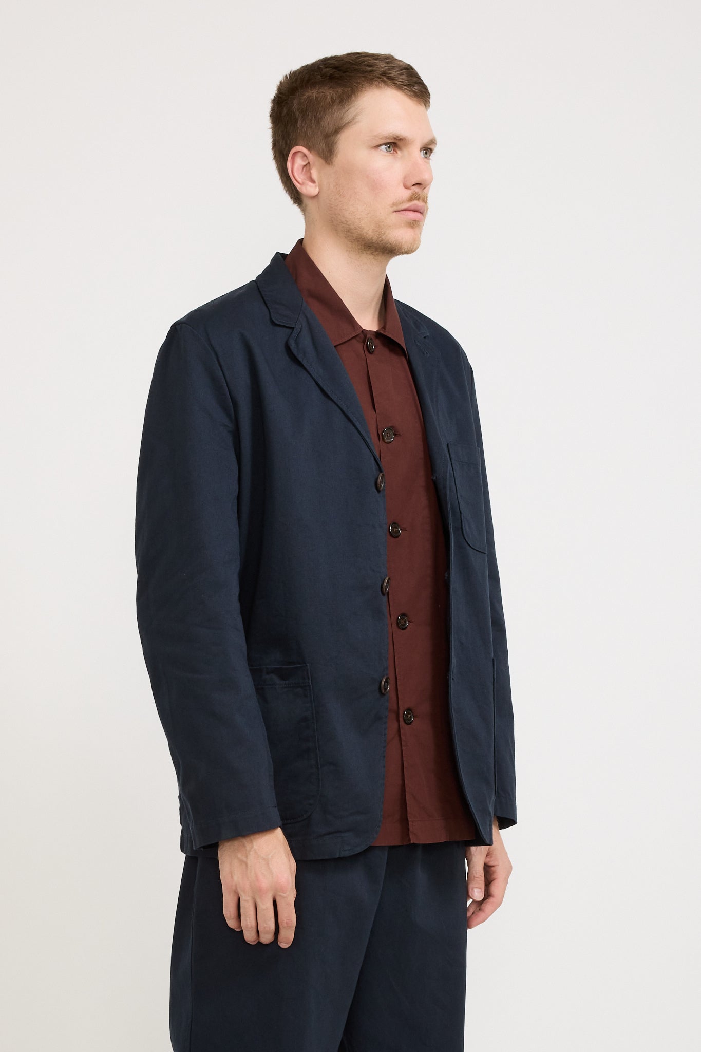 Three Button Jacket Twill Navy