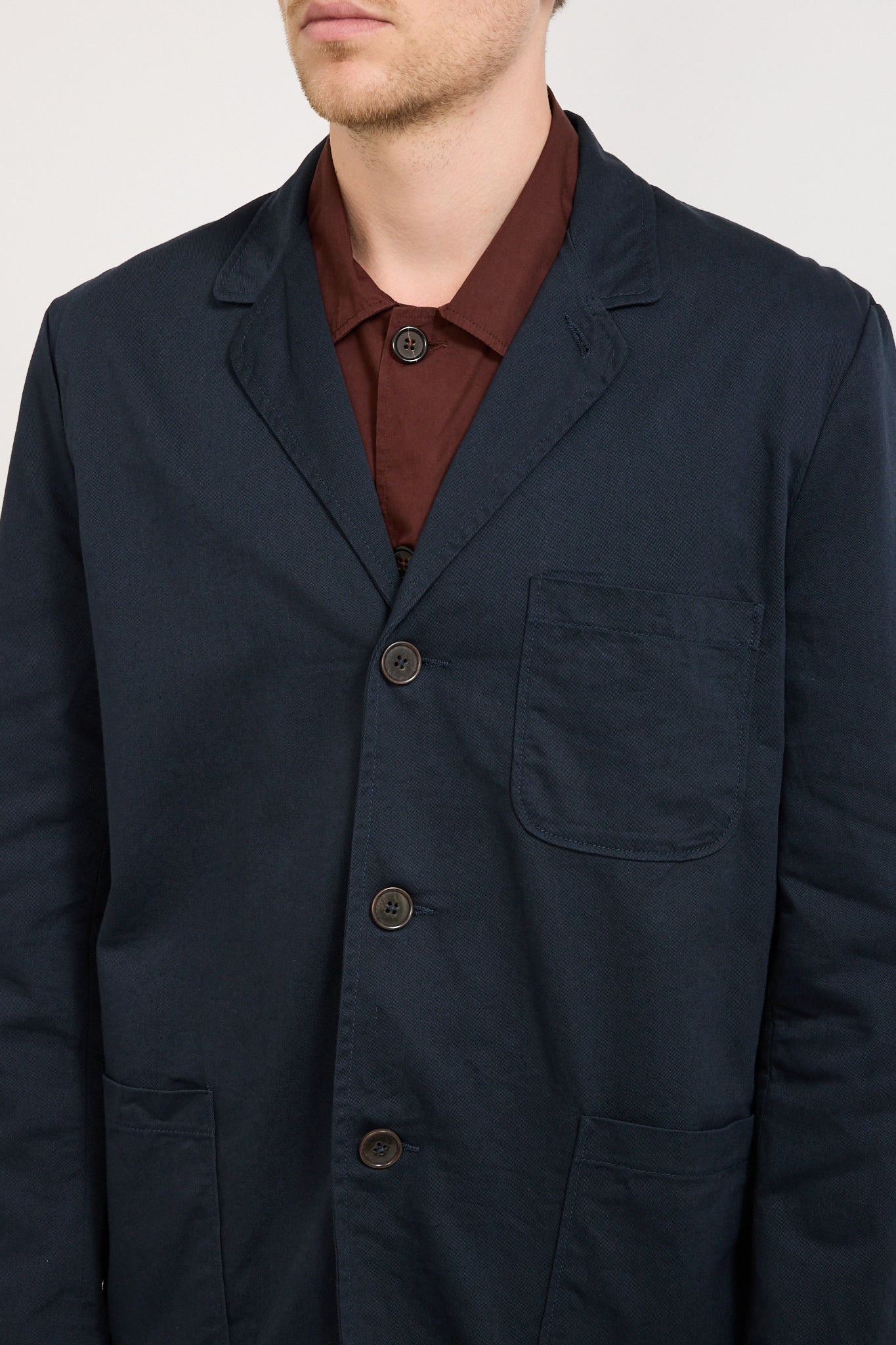 Three Button Jacket Twill Navy