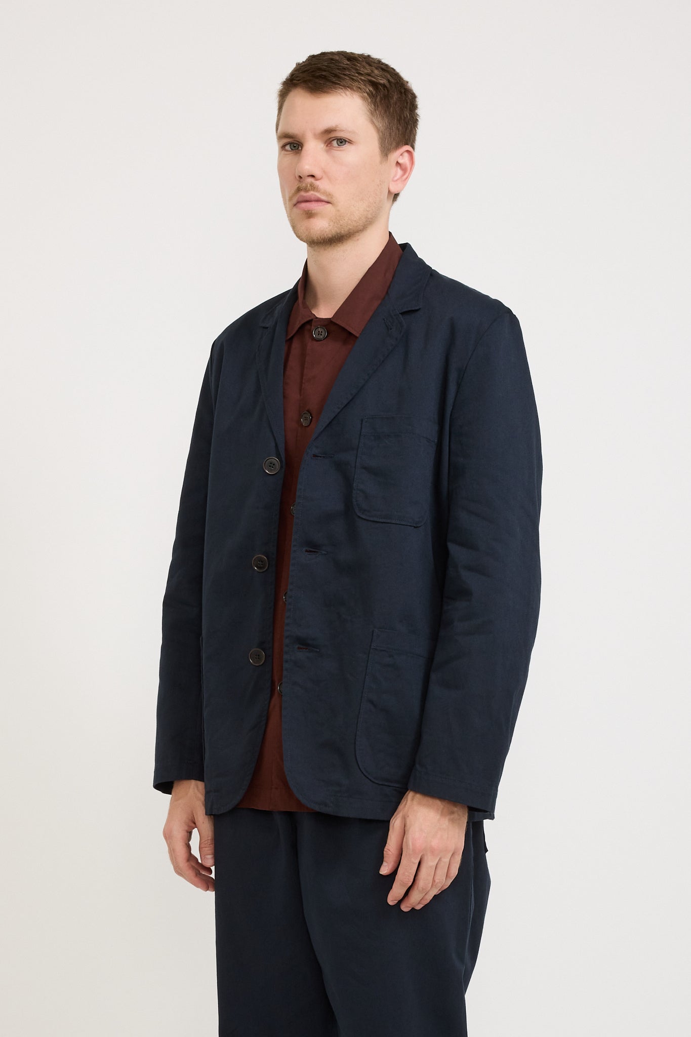 Three Button Jacket Twill Navy